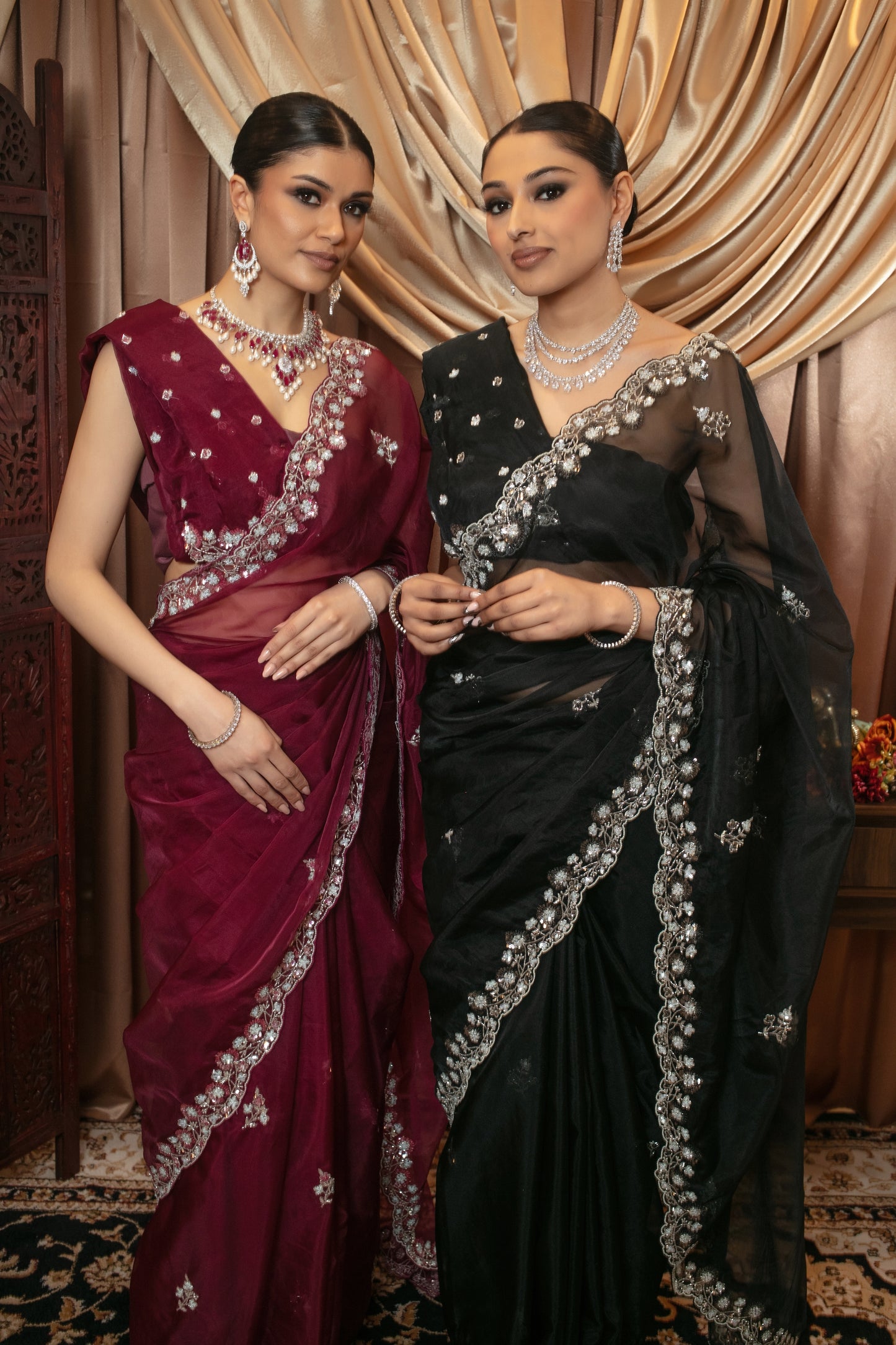Luxury Organza Sequin & Beadwork Embroidery Sari AC002