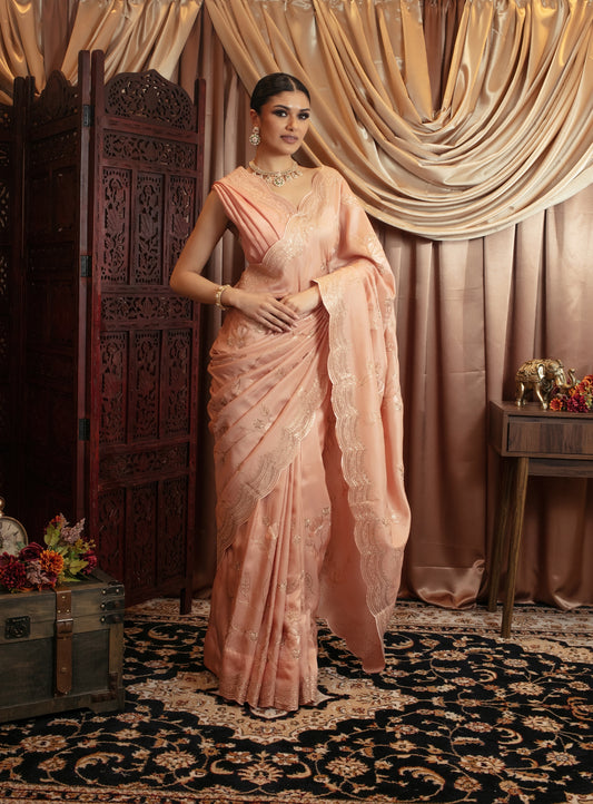 Premium Viscose Silk Pitta Embroidery Sari SR5339 N0100