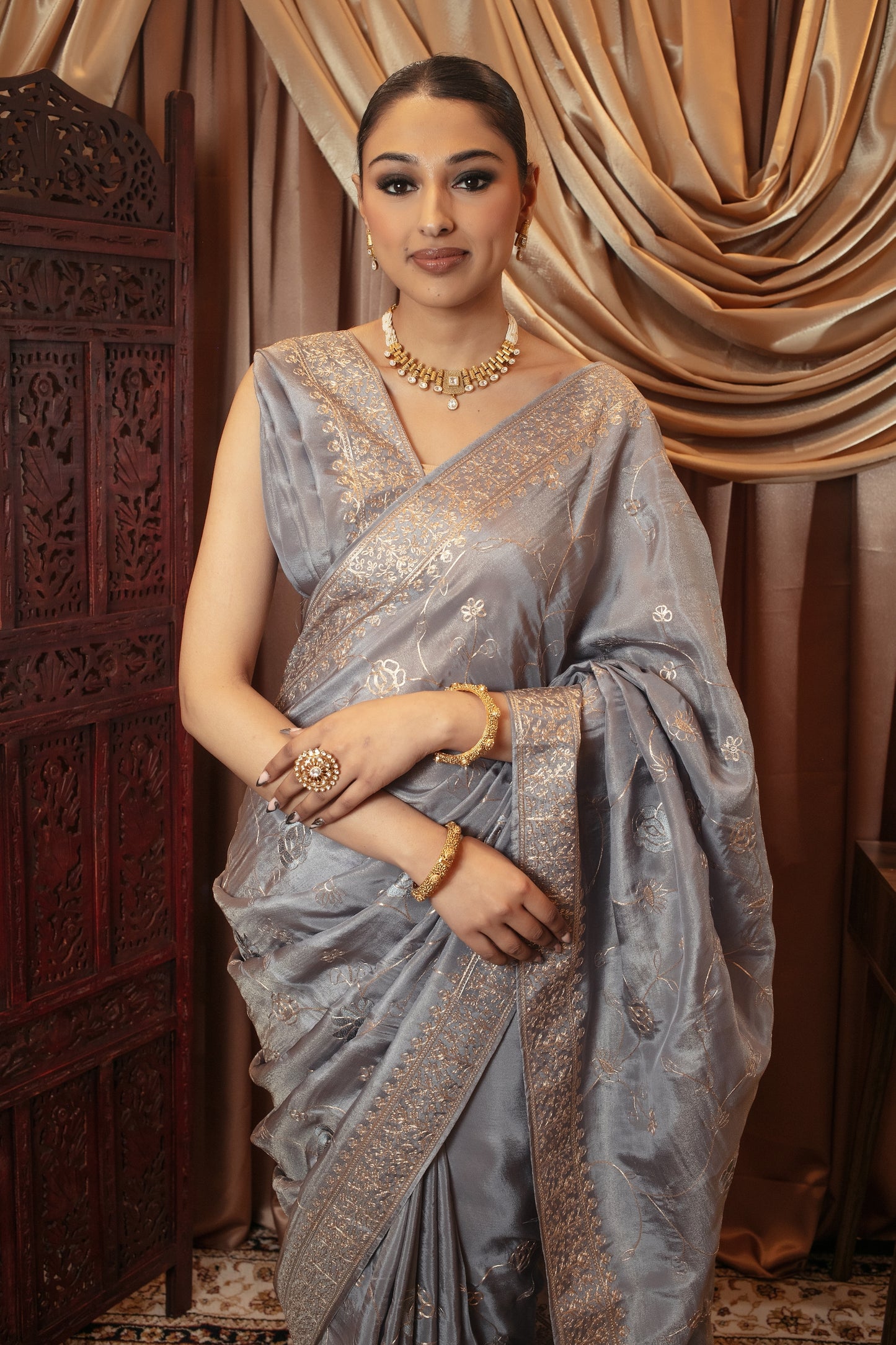 Premium Viscose Silk Pitta Embroidery Sari SR5352 N0101
