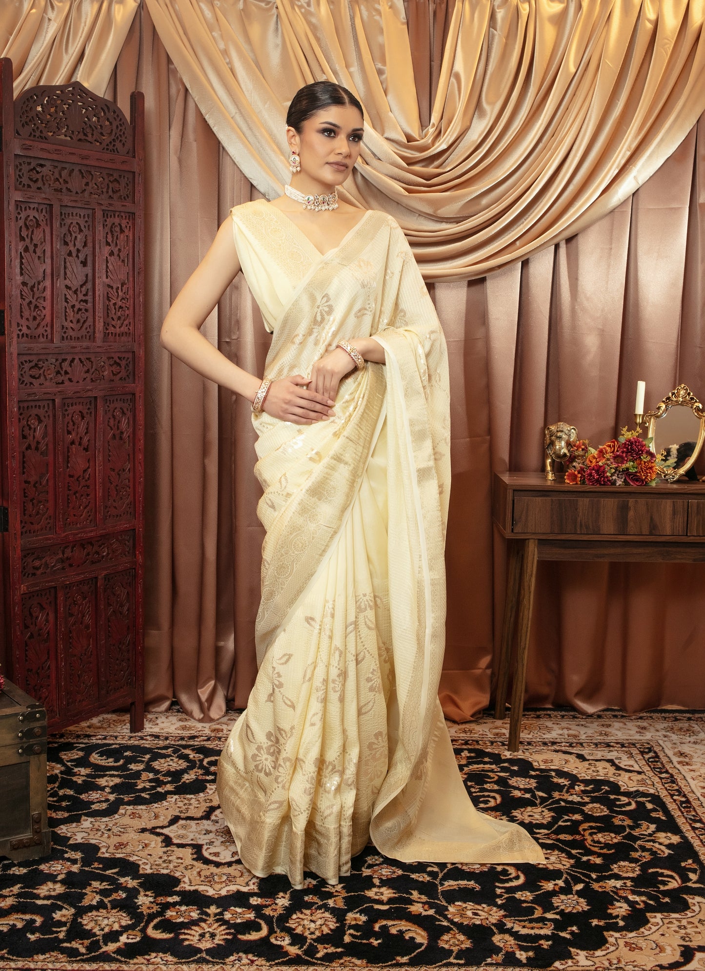 Premium Viscose Silk Sequin Embroidery Sari SR5247 N098