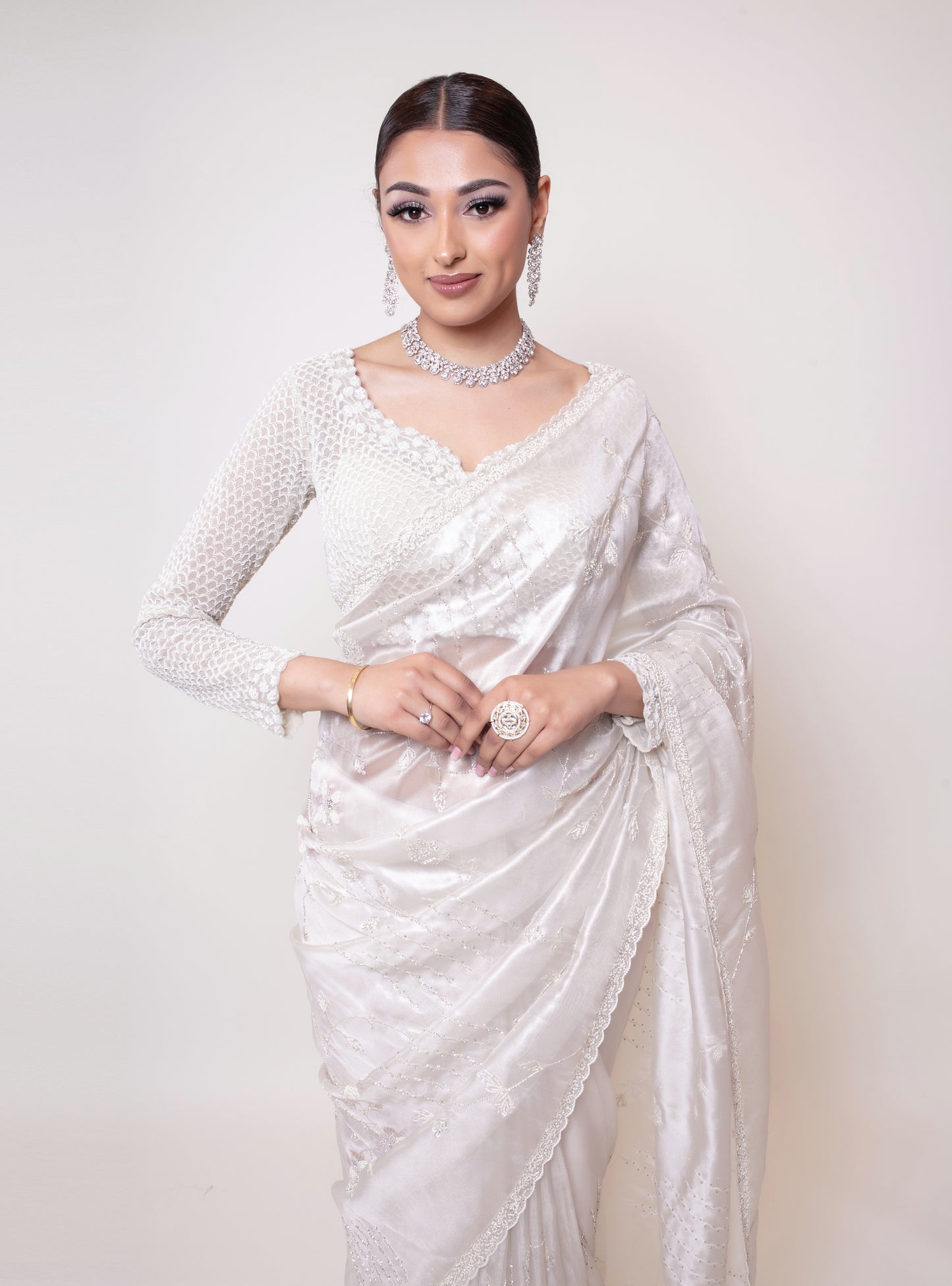 Luxury Tissue Silk Beadwork Sari NC039