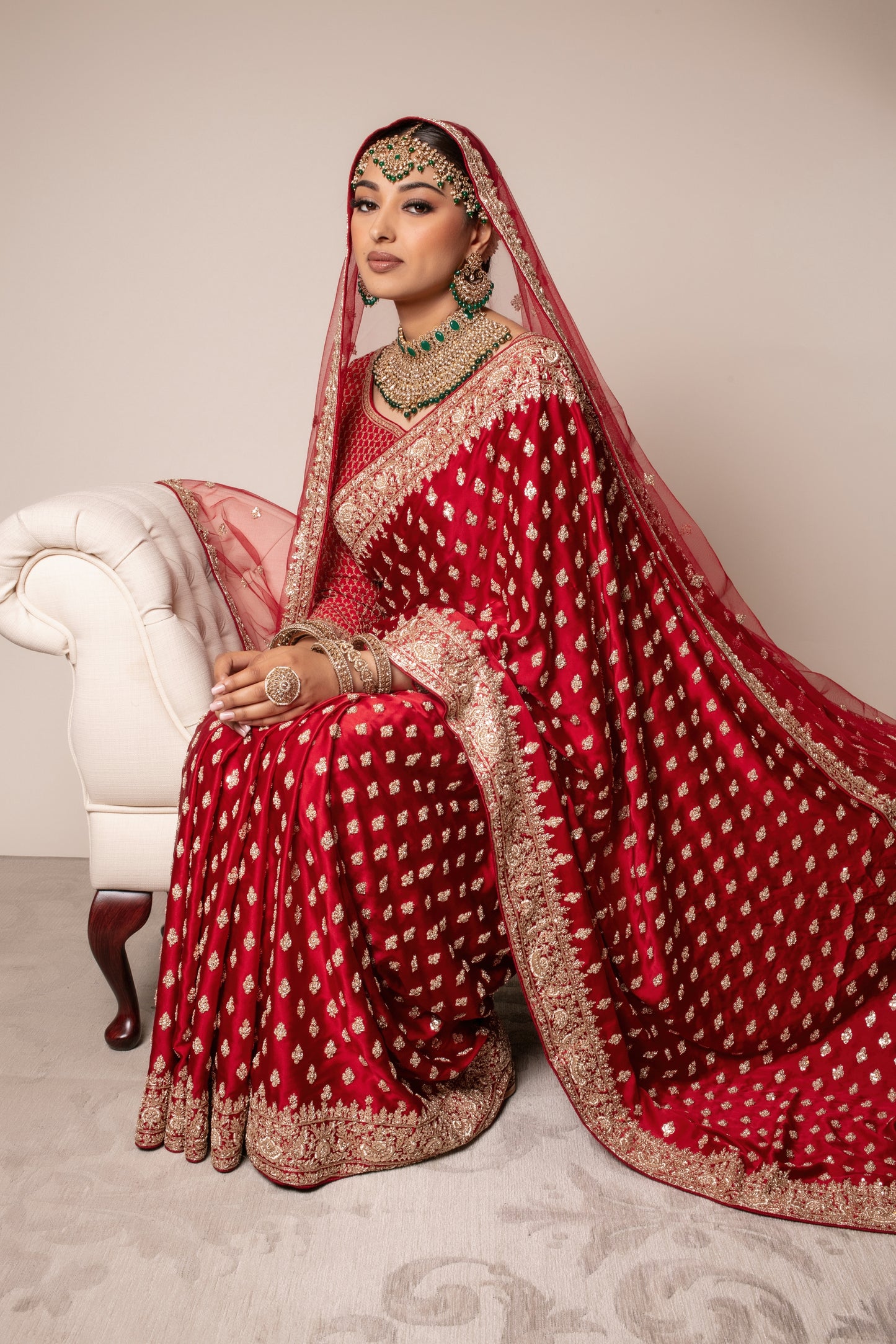 Signature Crepe Silk Zardozi Embroidery Sari W/Dupatta STN/OD-6084 NC043