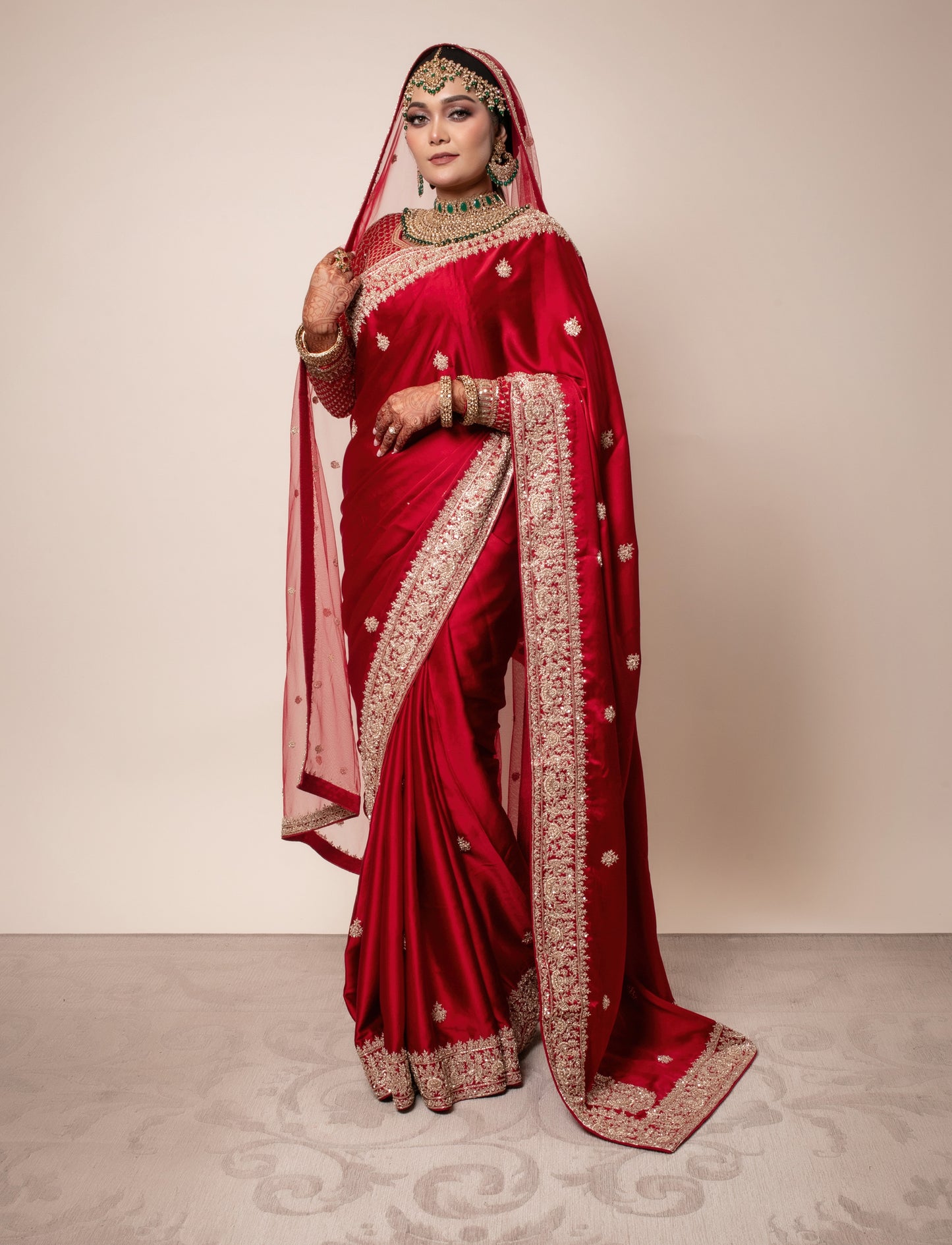 Signature Crepe Silk Zardozi Embroidery Sari + Dupatta NC044