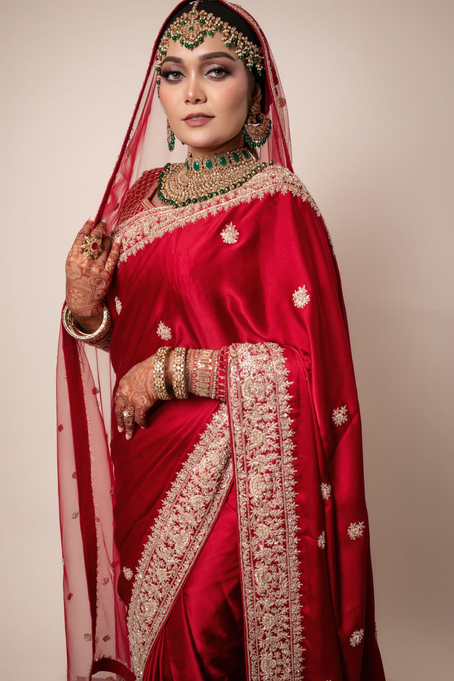 Signature Crepe Silk Zardozi Embroidery Sari + Dupatta NC044