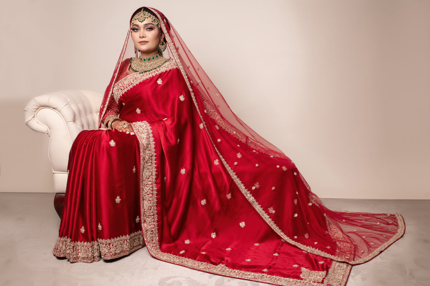 Signature Crepe Silk Zardozi Embroidery Sari + Dupatta NC044