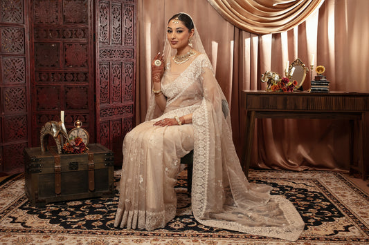 Luxury Organza Threadwork & Beadwork Sari + Dupatta NC086