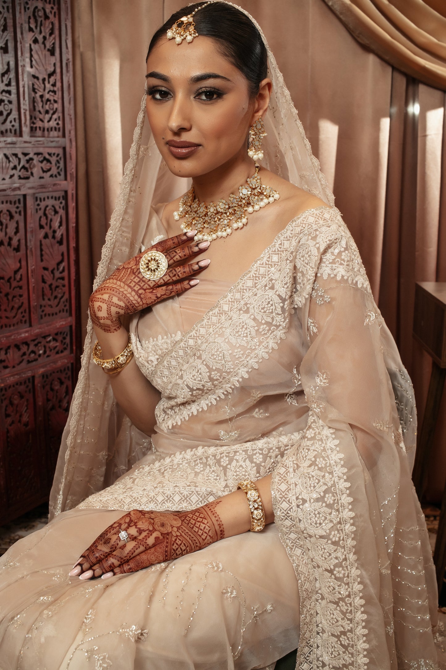 Luxury Organza Threadwork & Beadwork Sari + Dupatta NC086