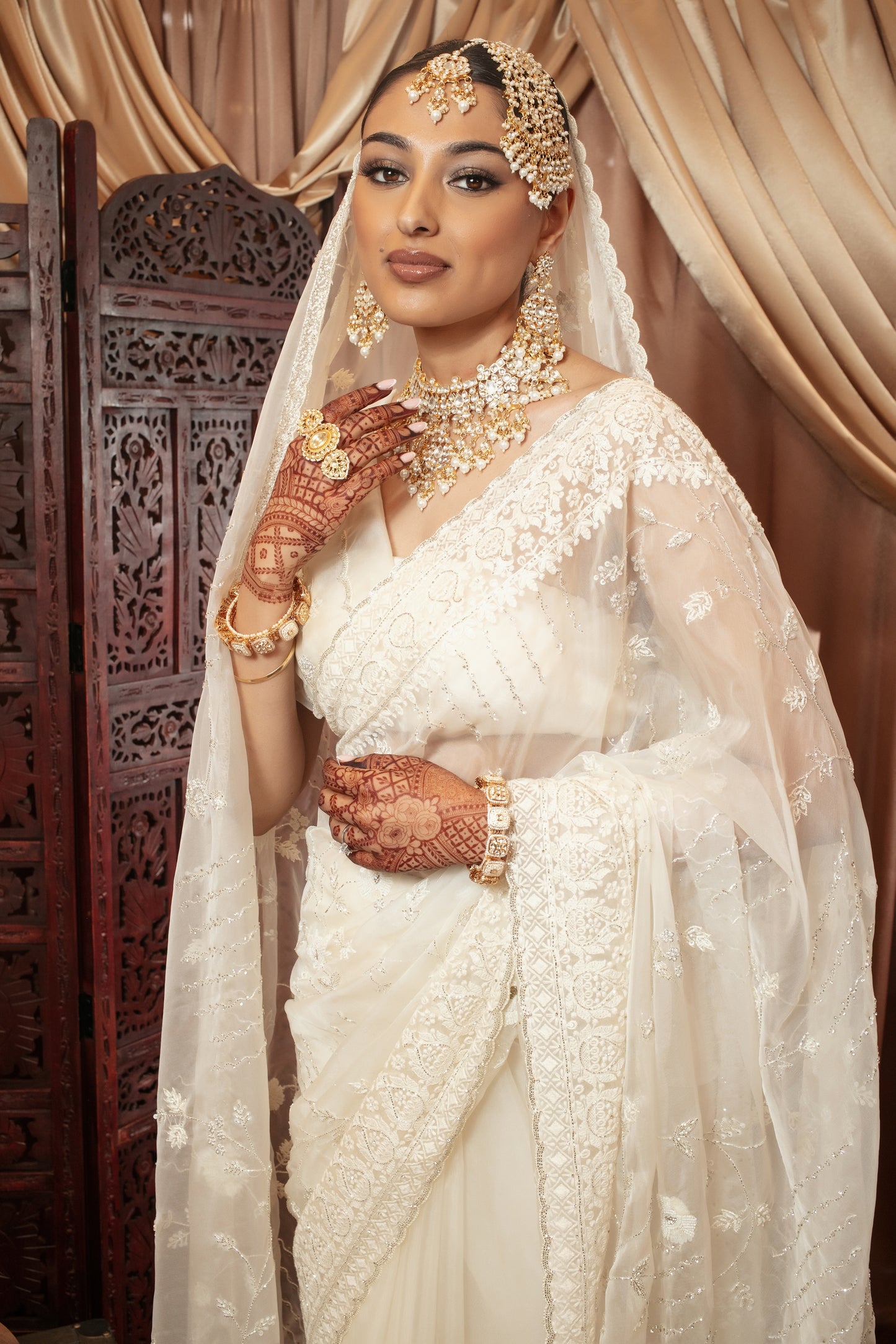Luxury Organza Threadwork & Beadwork Sari + Dupatta NC086