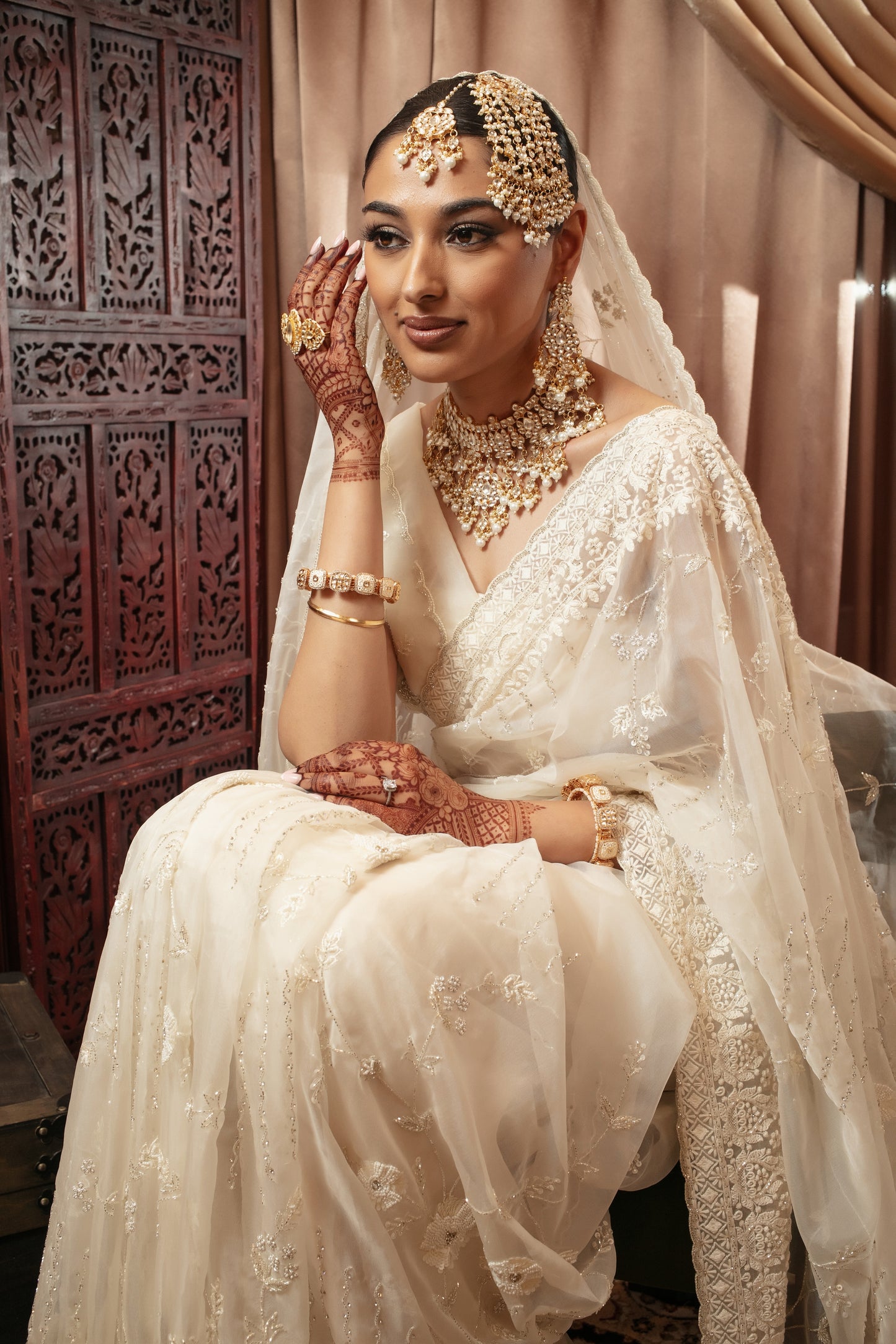 Luxury Organza Threadwork & Beadwork Sari + Dupatta NC086