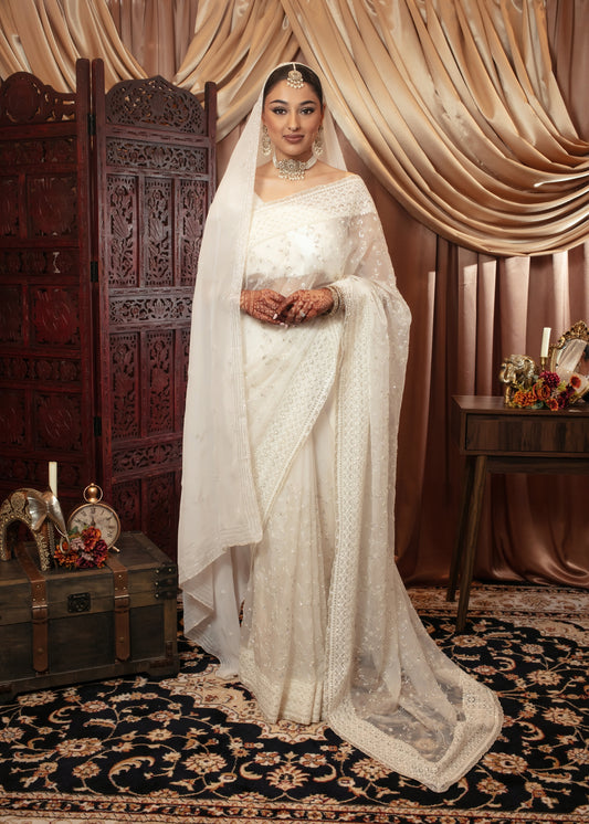 Luxury Organza Threadwork & Beadwork Sari W/Dupatta NC091