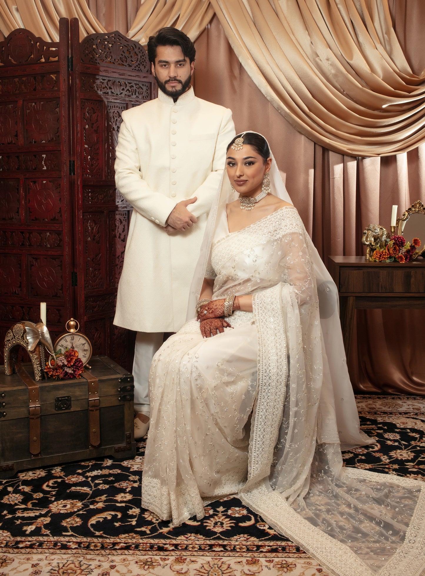 Luxury Organza Threadwork & Beadwork Sari W/Dupatta NC091