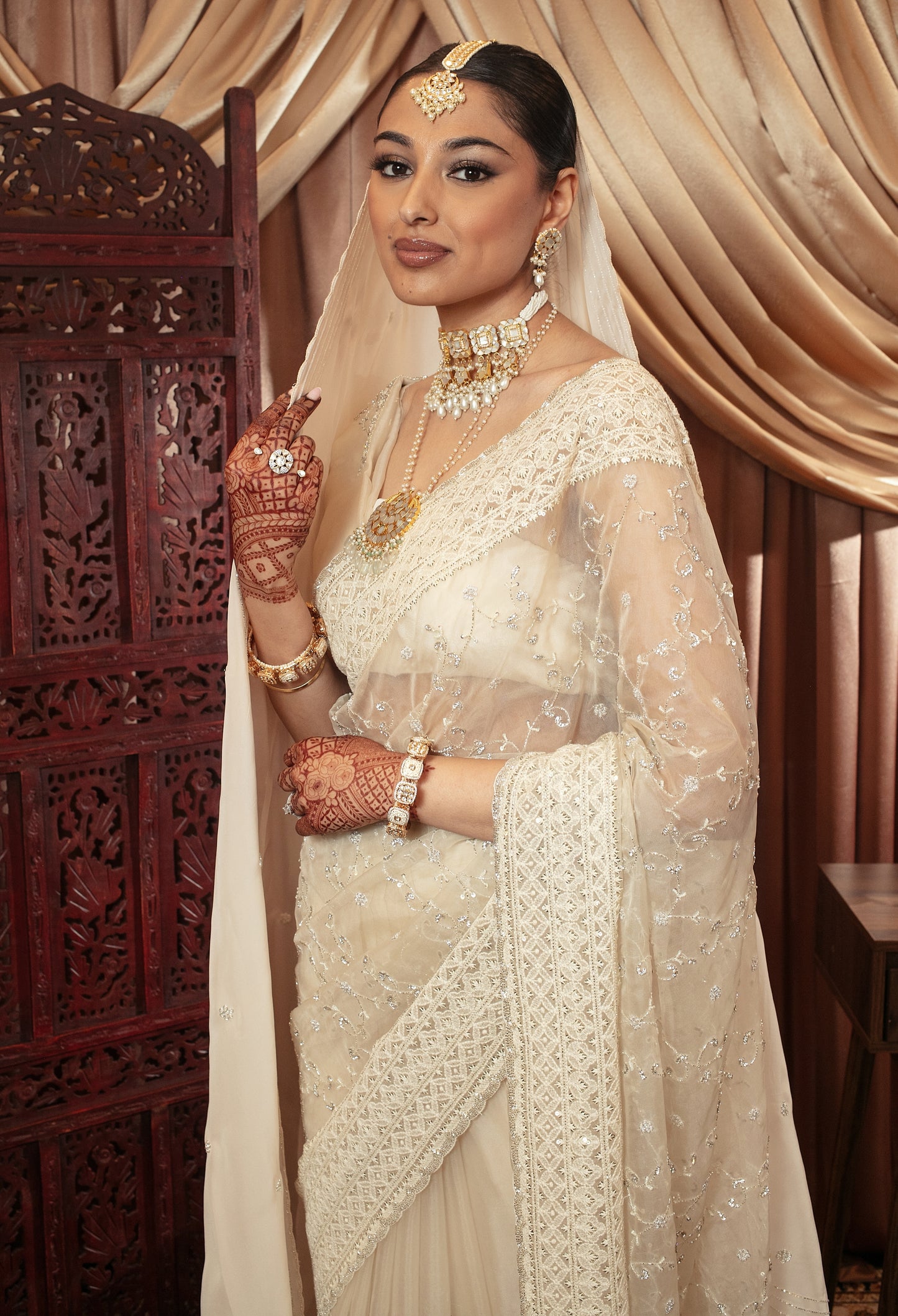 Luxury Organza Threadwork & Beadwork Sari W/Dupatta NC091