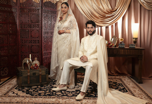 Signature Organza Net Beadwork Embroidery Sari W/Dupatta NC093