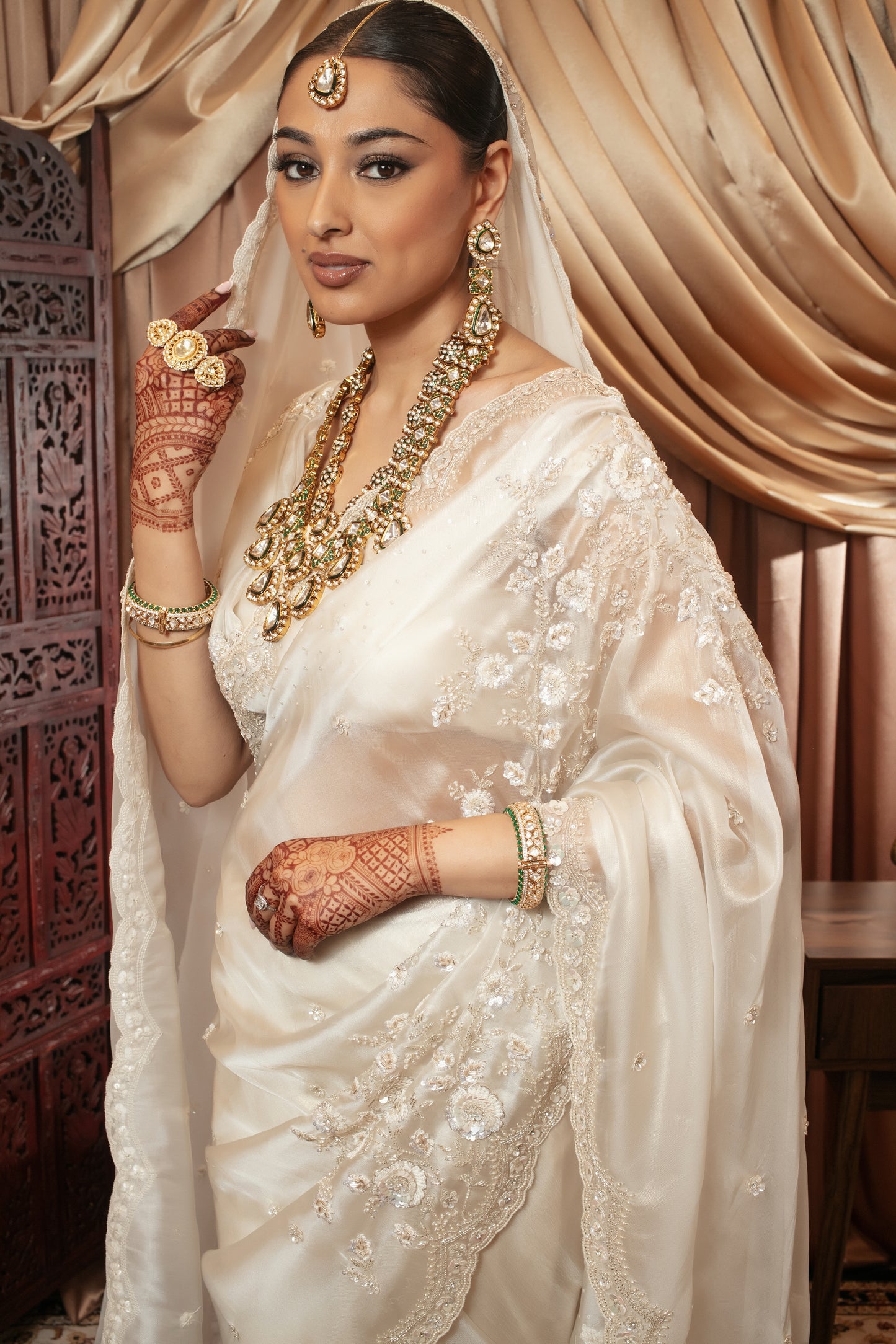 Signature Organza Net Beadwork Embroidery Sari W/Dupatta NC093