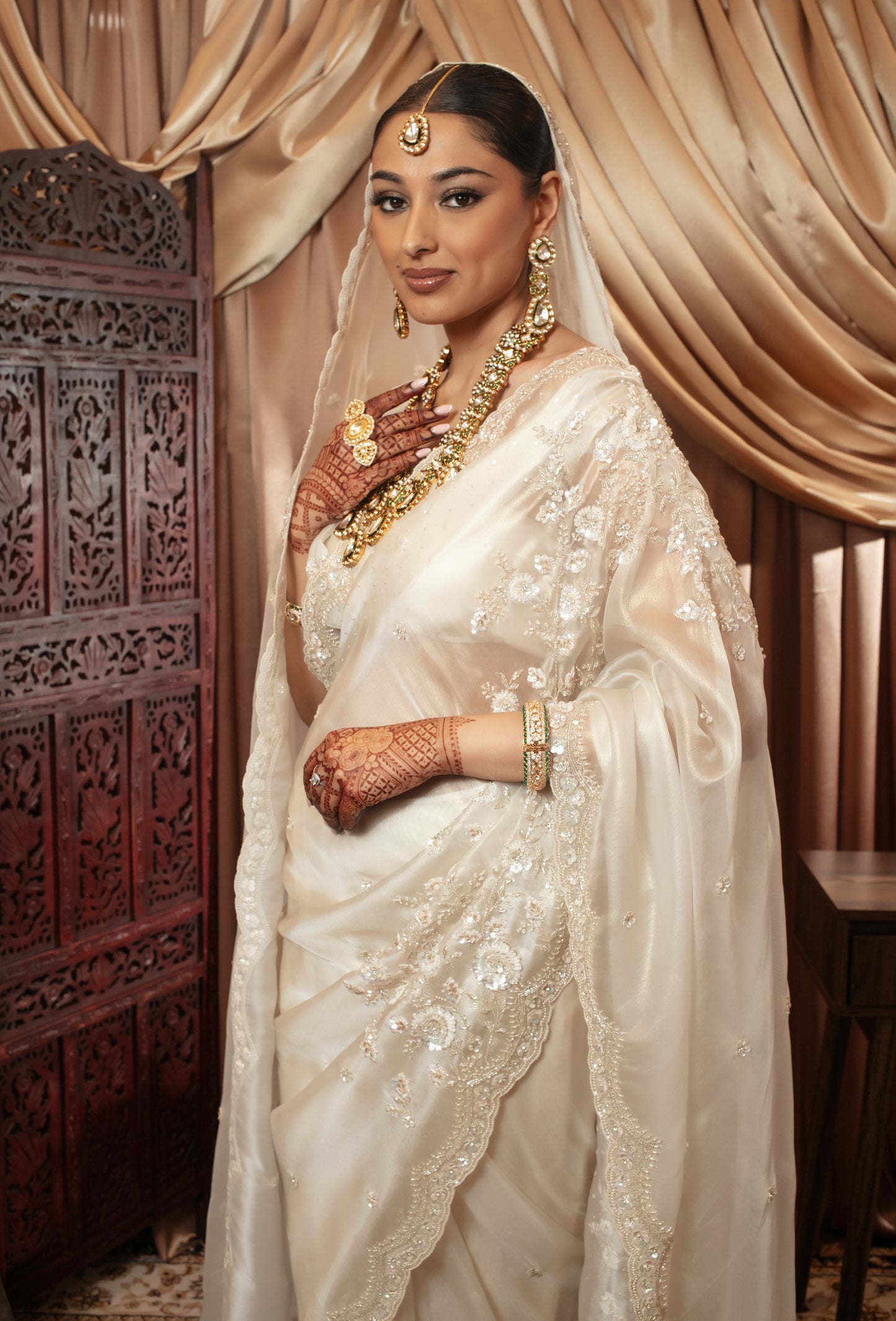 Signature Organza Net Beadwork Embroidery Sari W/Dupatta NC093