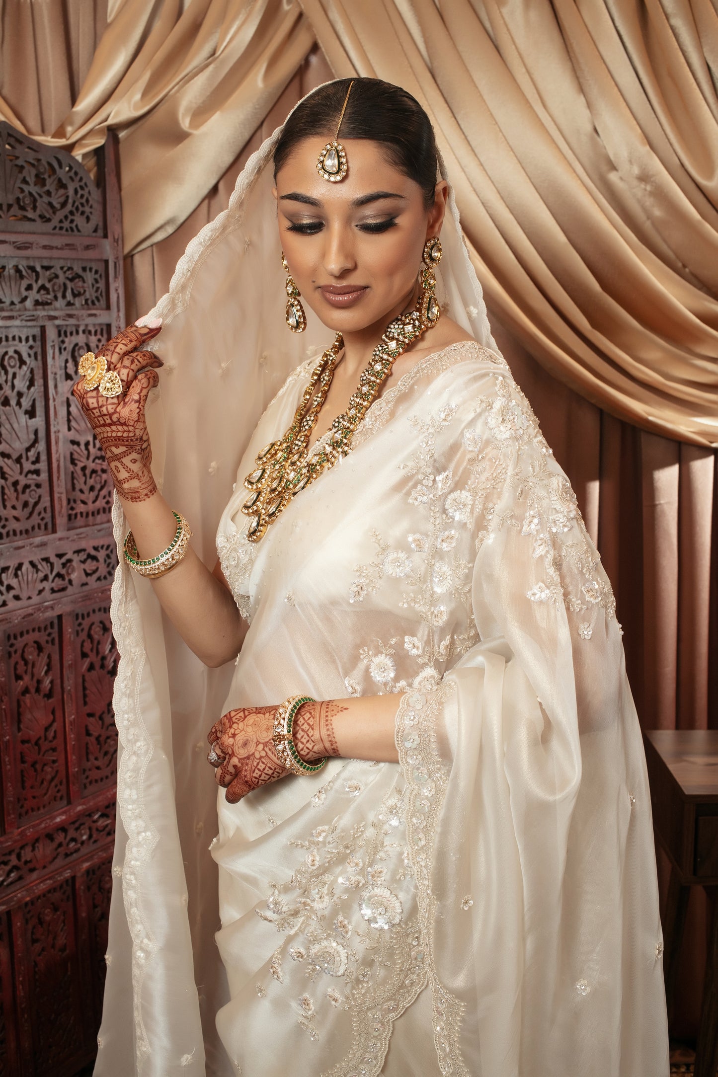 Signature Organza Net Beadwork Embroidery Sari W/Dupatta NC093
