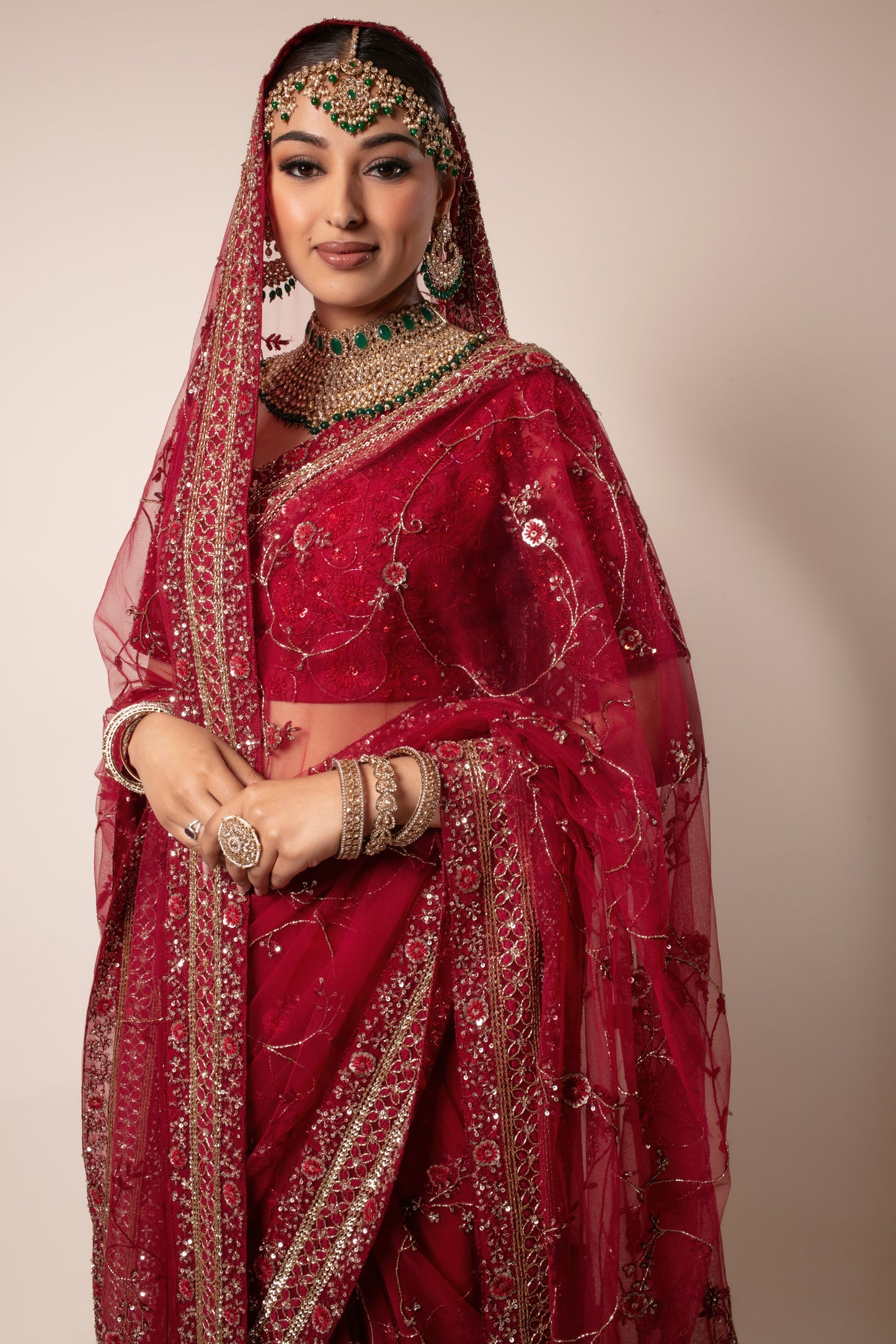 Signature Soft Tulle Beadwork Embroidery Sari & Dupatta PMB0013