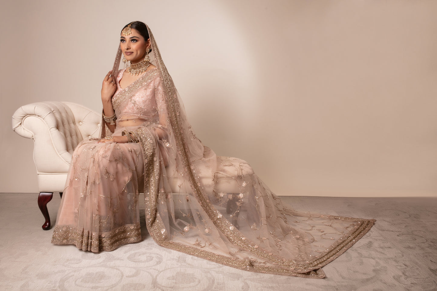 Signature Soft Tulle Beadwork Embroidery Sari & Dupatta PMB0013