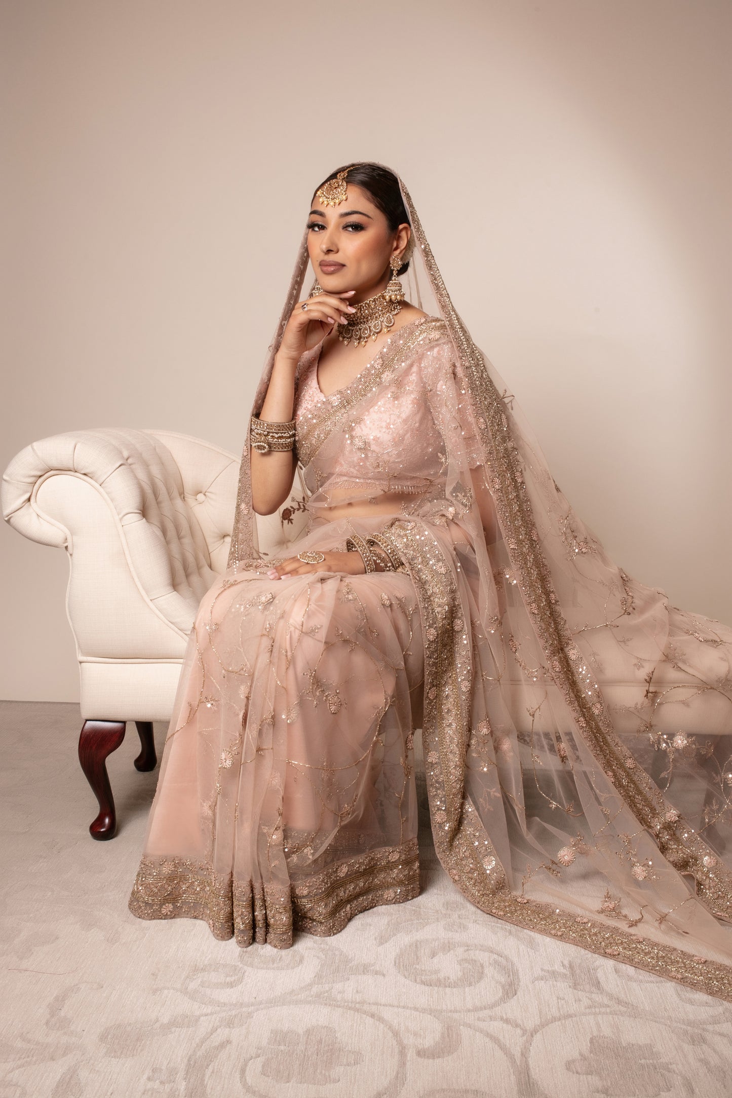 Signature Soft Tulle Beadwork Embroidery Sari & Dupatta PMB0013