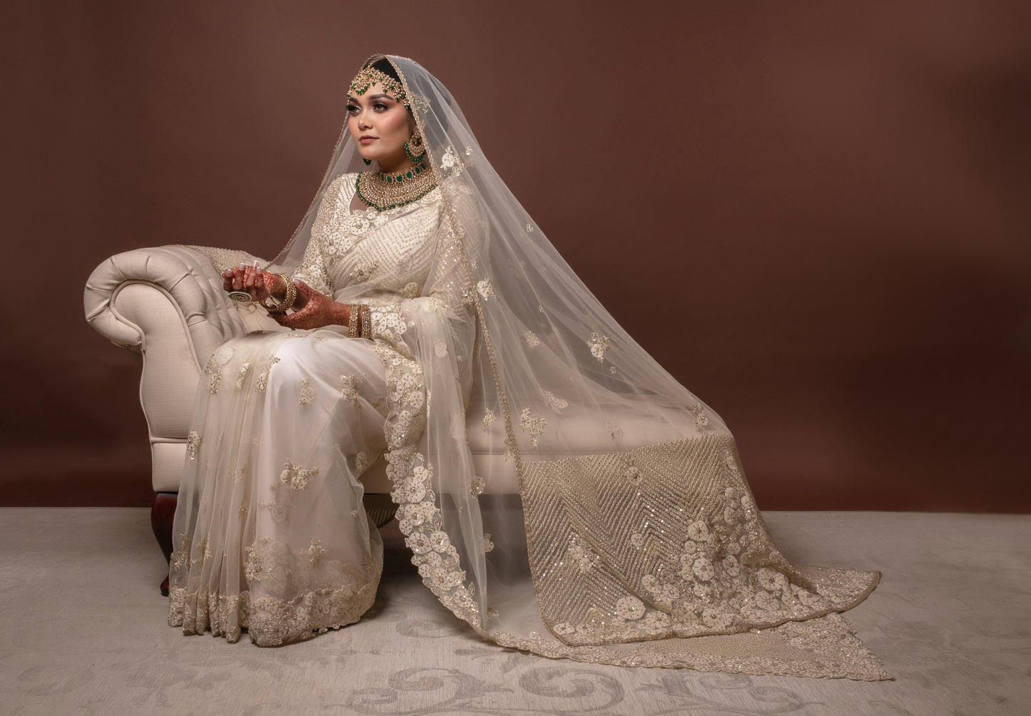 Signature Tulle B/work Sari + Dupatta, Blouse & Petticoat NSC132L PMB006