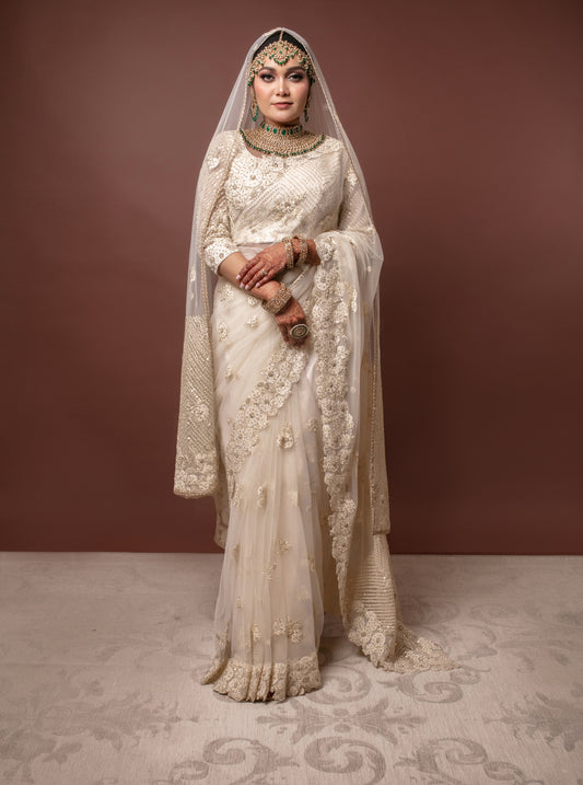 Signature Tulle B/work Sari + Dupatta, Blouse & Petticoat NSC132L PMB006