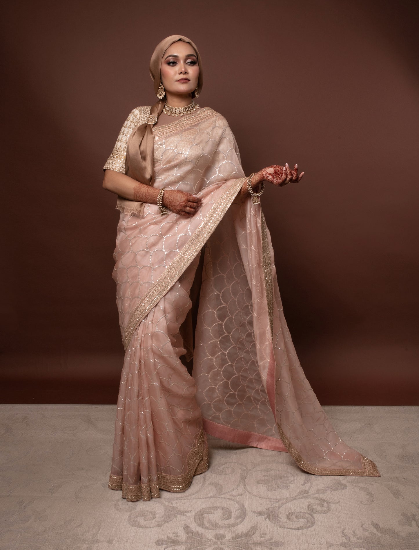 Luxury Organza Silk Sequin & Tilla Embroidery Sari 2771 RT005
