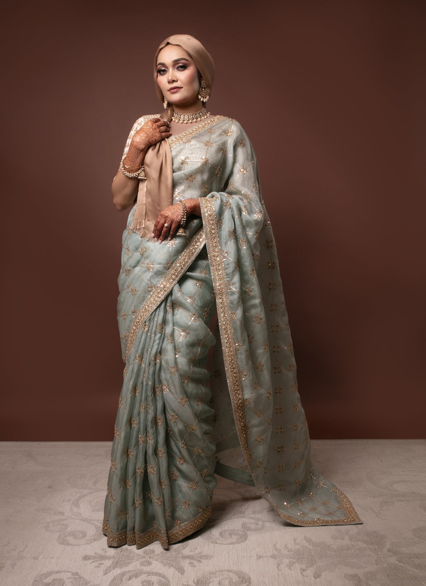 Luxury Organza Silk Tilla Embroidery Sari 2729 RT010