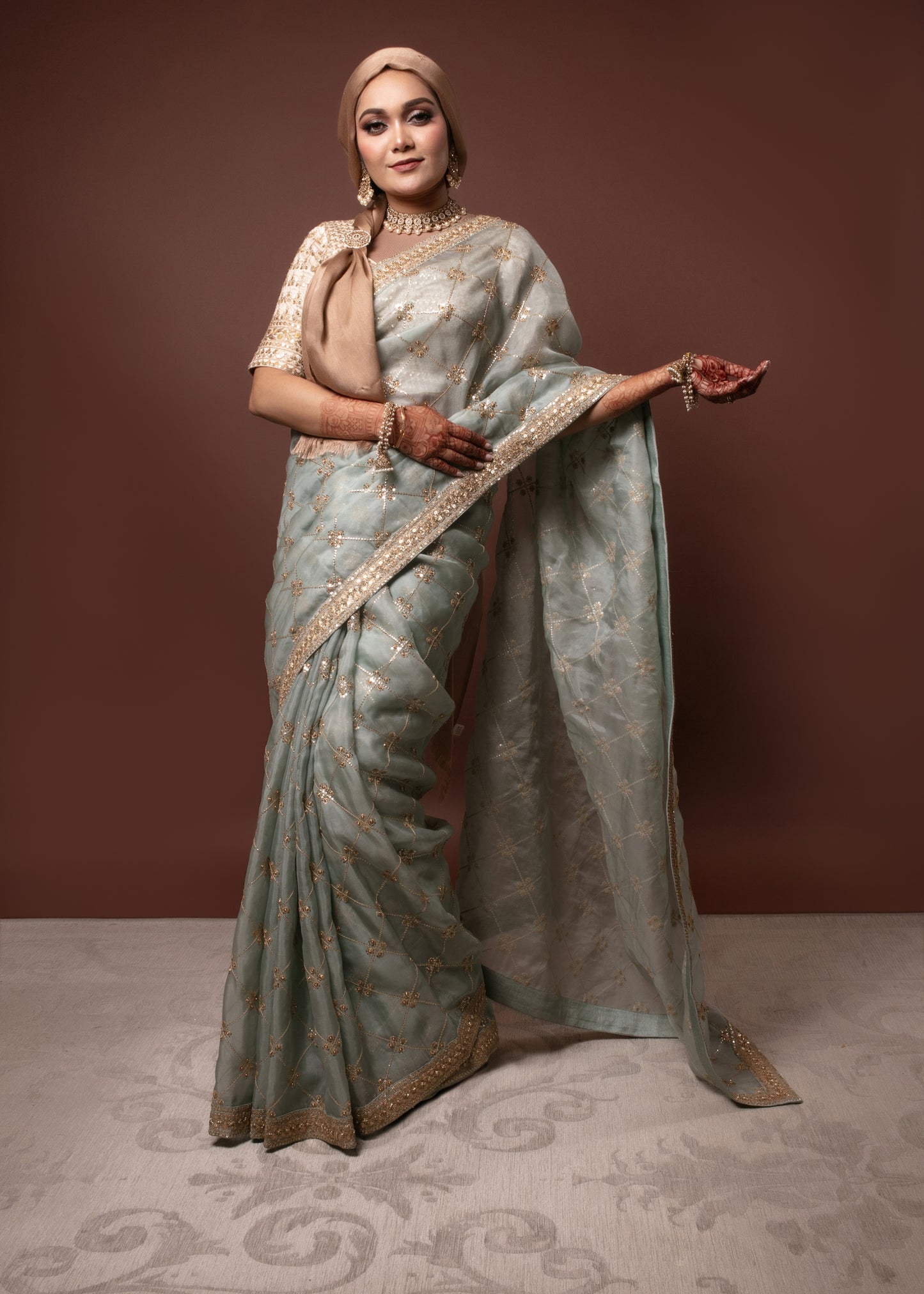 Luxury Organza Silk Tilla Embroidery Sari 2729 RT010