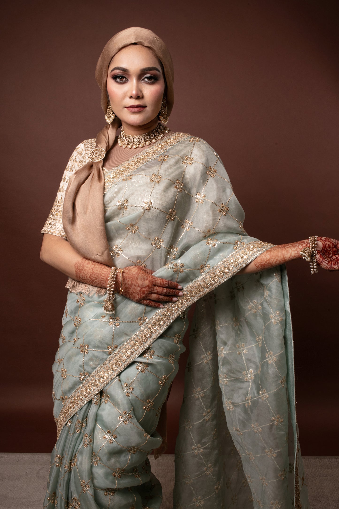 Luxury Organza Silk Tilla Embroidery Sari 2729 RT010