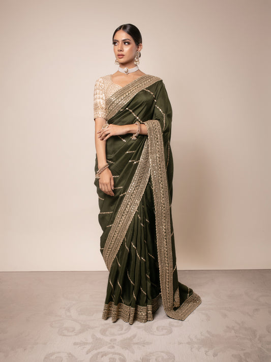 Luxury Organza Silk Tilla Embroidery Sari 2792 RT013