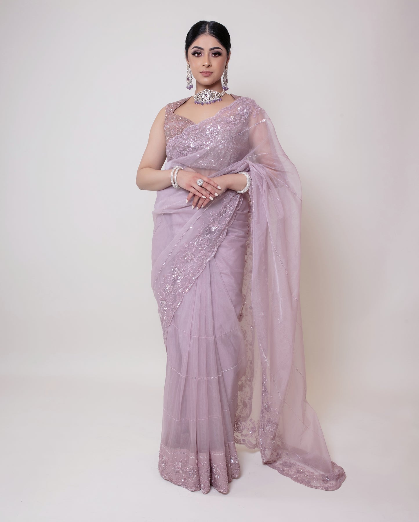 Luxury Organza Sequin Embroidery Sari 1003 RT018