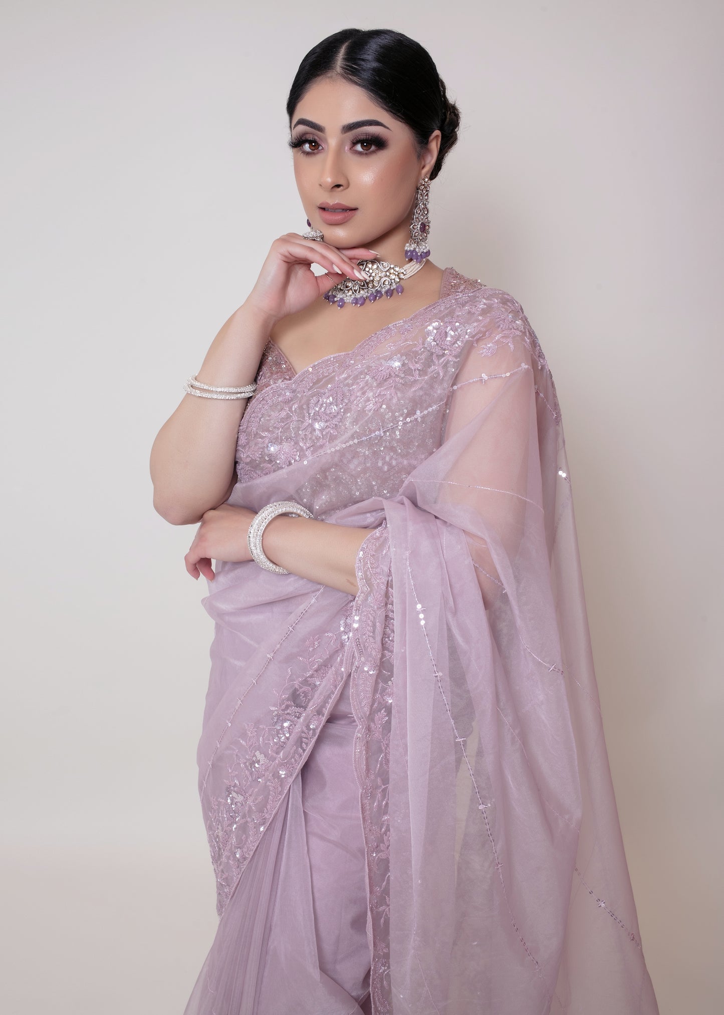Luxury Organza Sequin Embroidery Sari 1003 RT018