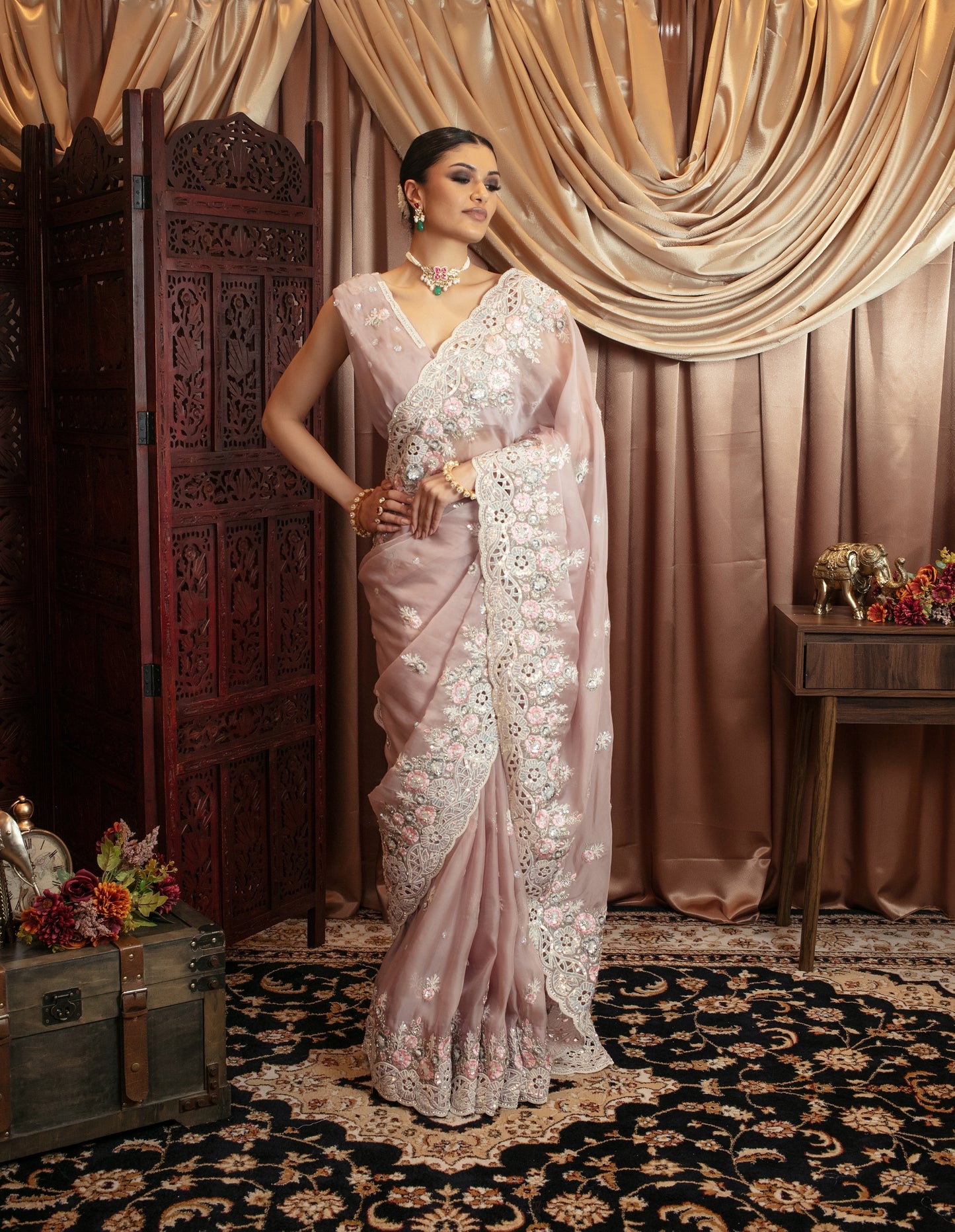 Premium Silk Sequin & Beadwork Embroidery Sari VC0106