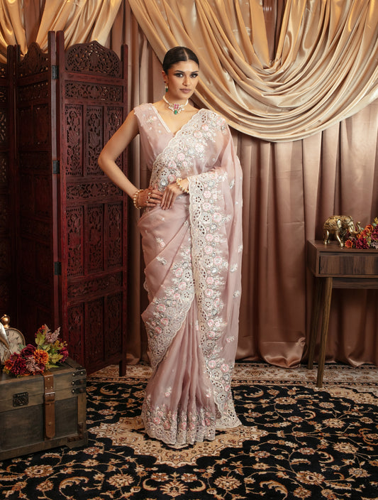 Premium Silk Sequin & Beadwork Embroidery Sari VC0106