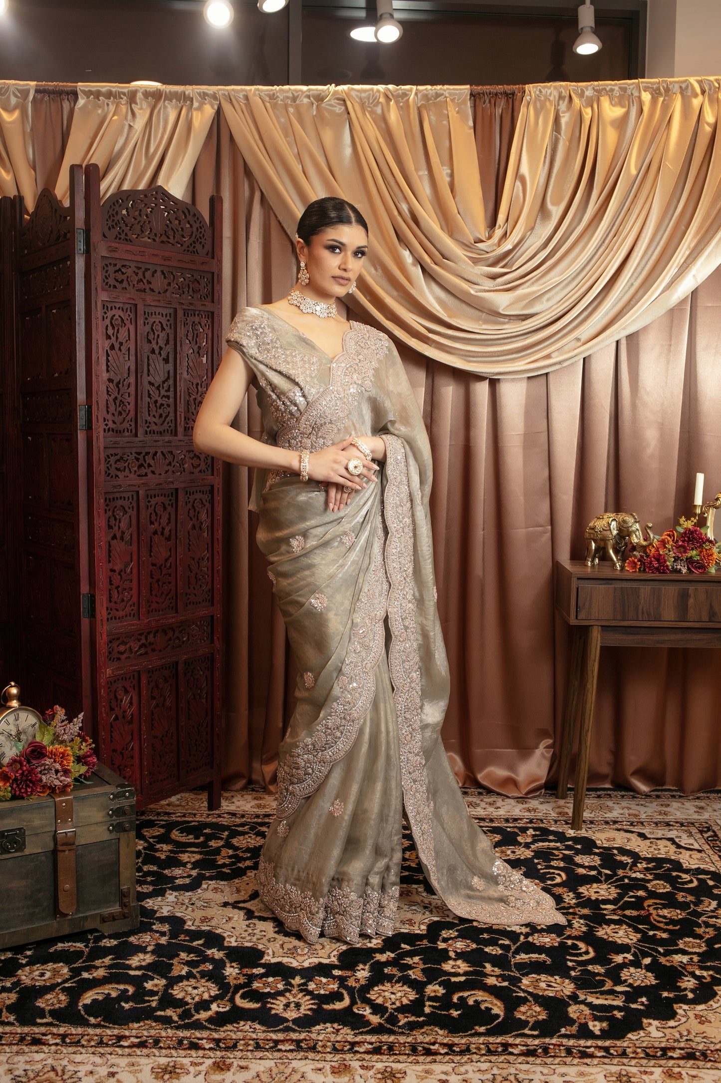 Premium Silk Sequin & Beadwork Embroidery Sari VC0108