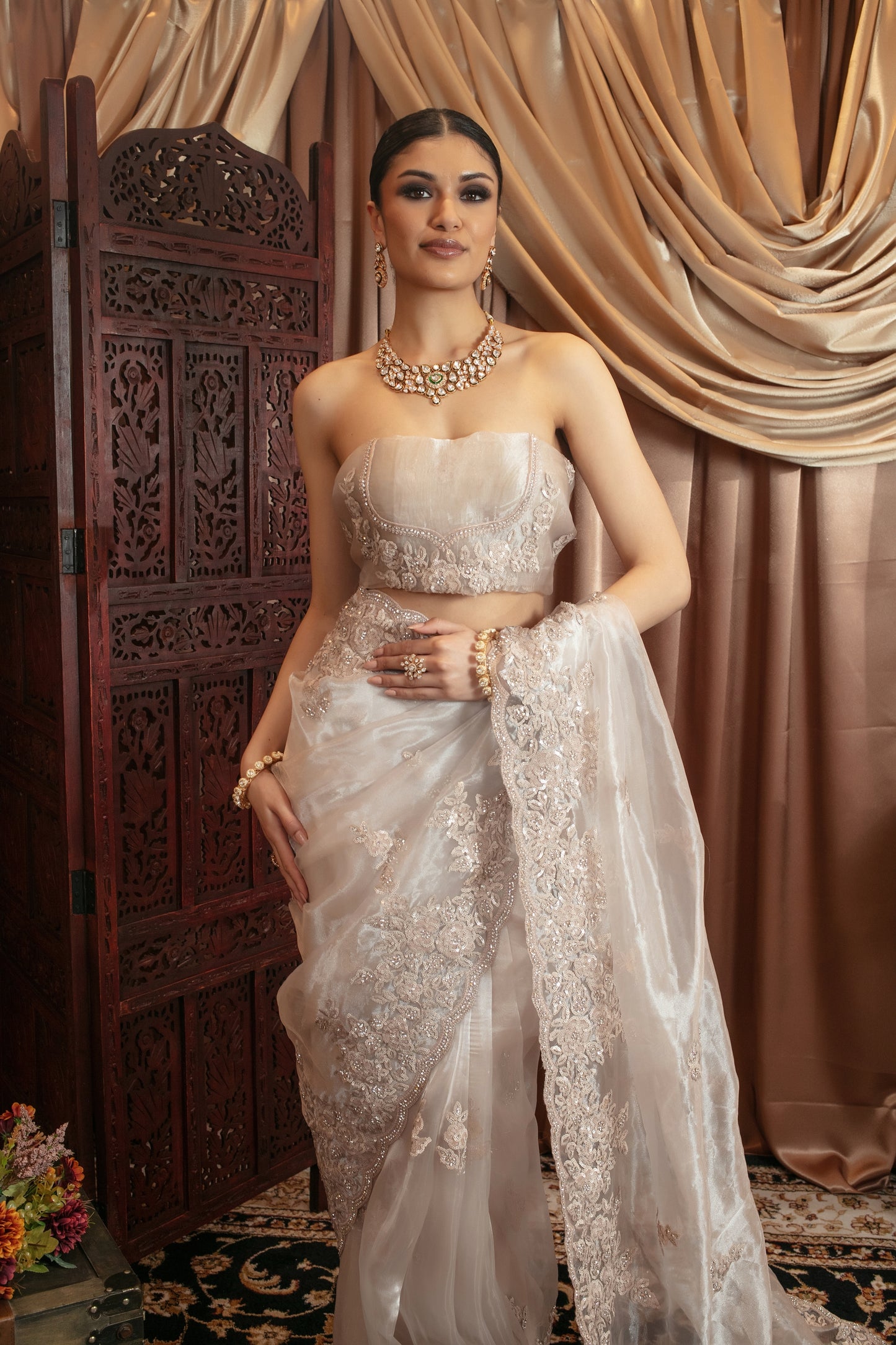 Premium Tissue Silk Sequin & Beadwork Embroidery Sari VC0110