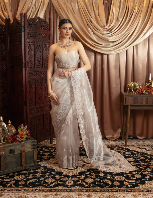 Premium Tissue Silk Sequin & Beadwork Embroidery Sari VC0110