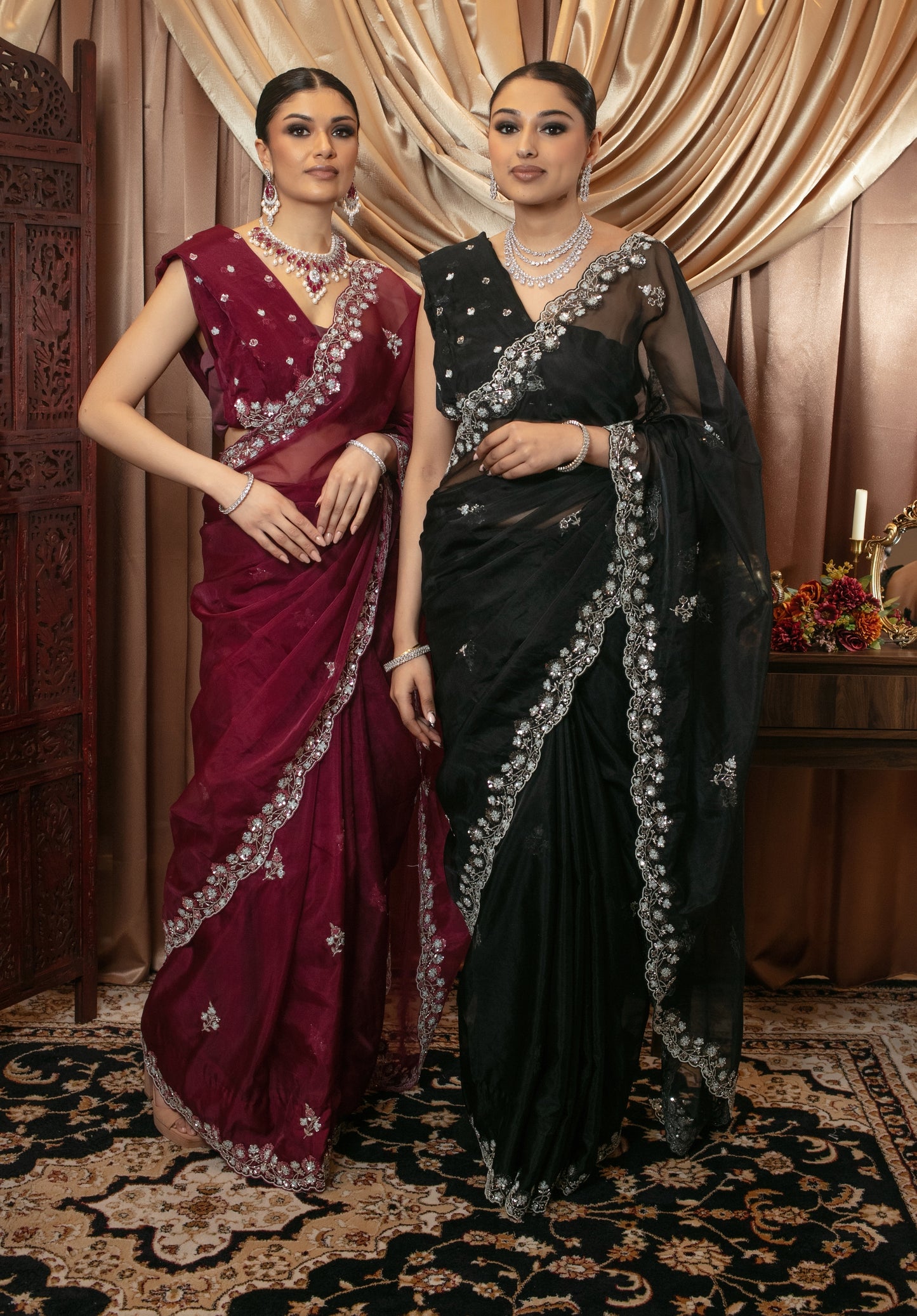 Luxury Organza Sequin & Beadwork Embroidery Sari AC002