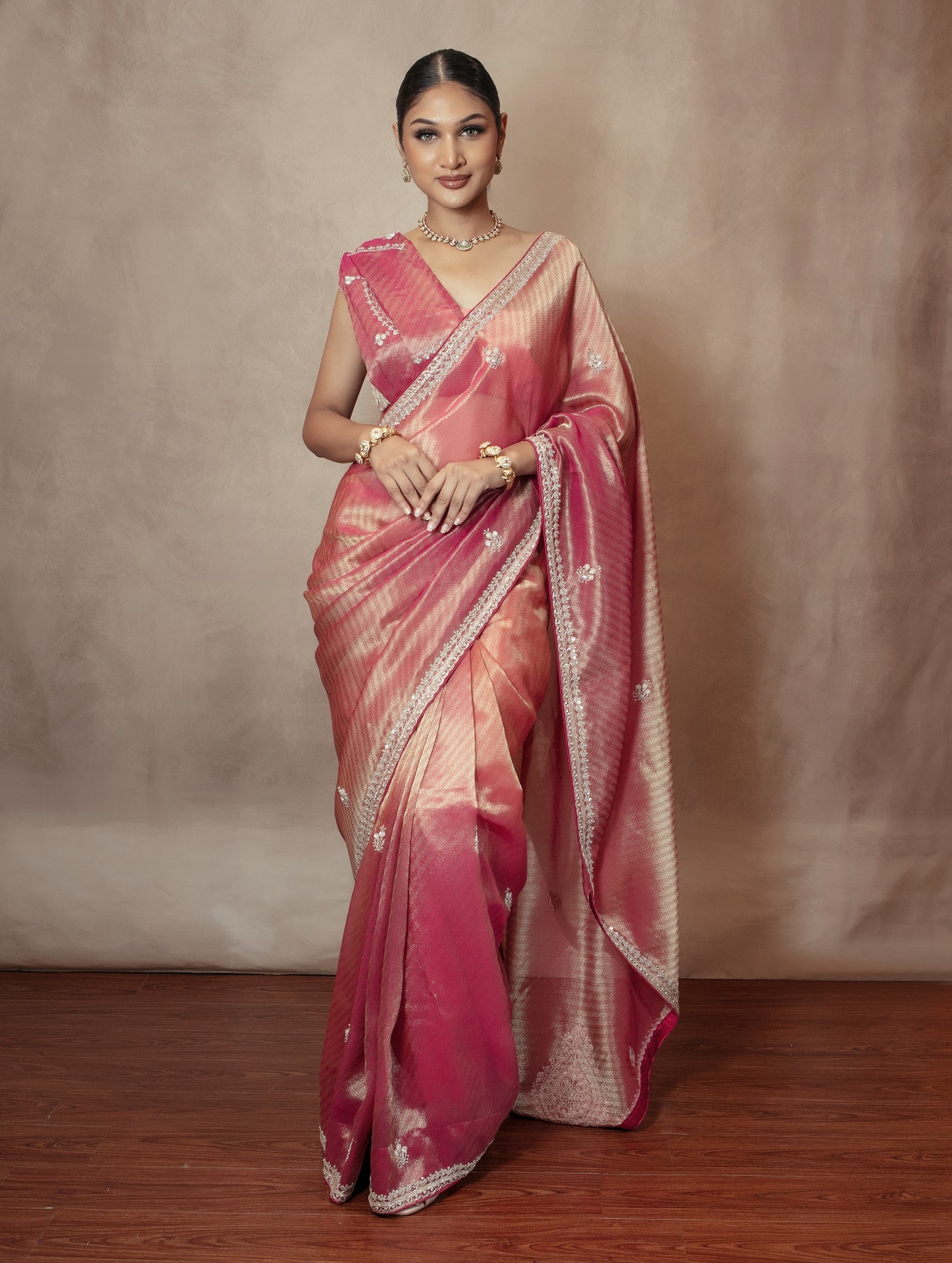 Luxury Silk Sequin & Beadwork Embroidery Sari DF384