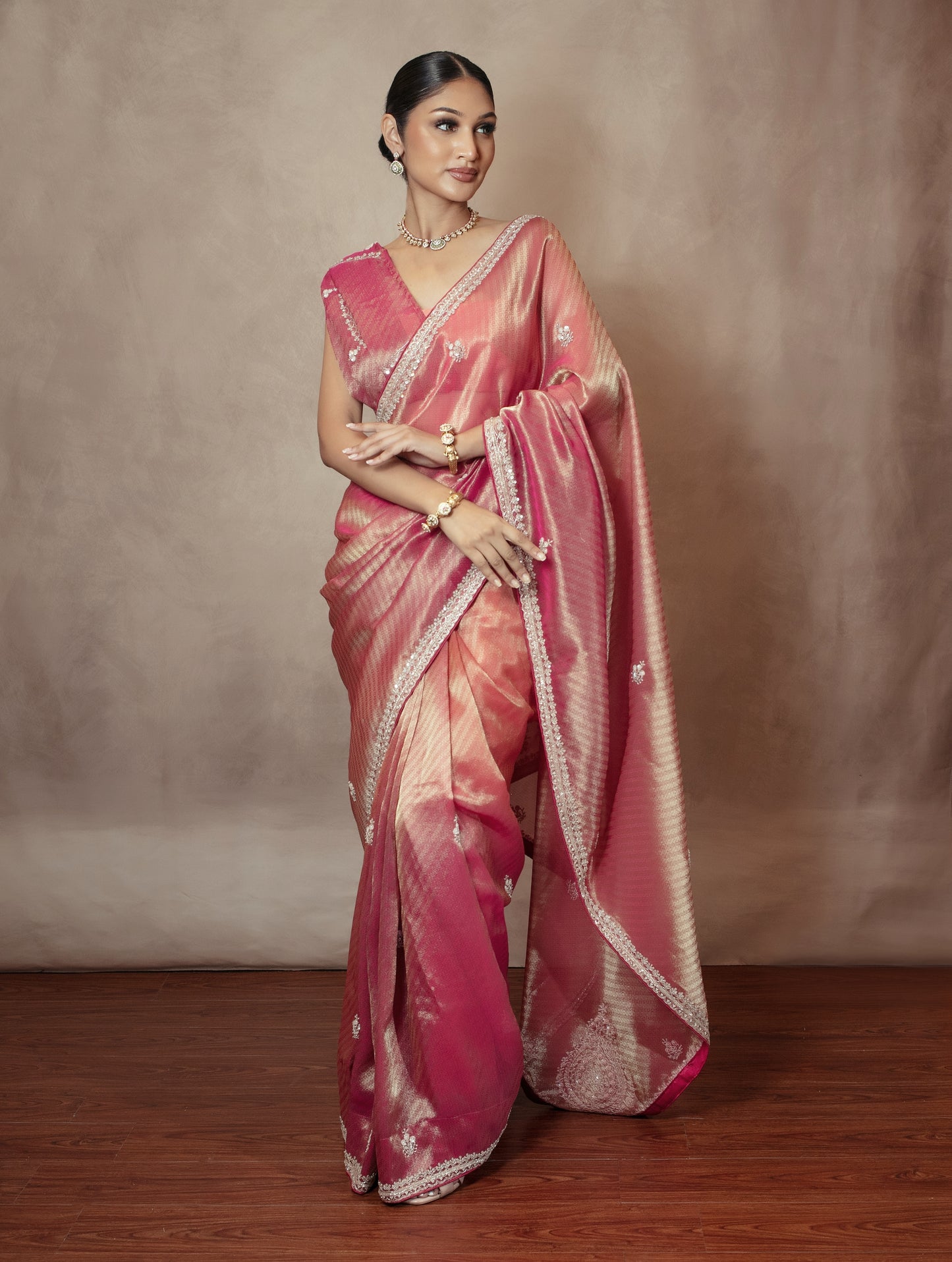 Luxury Silk Sequin & Beadwork Embroidery Sari DF384
