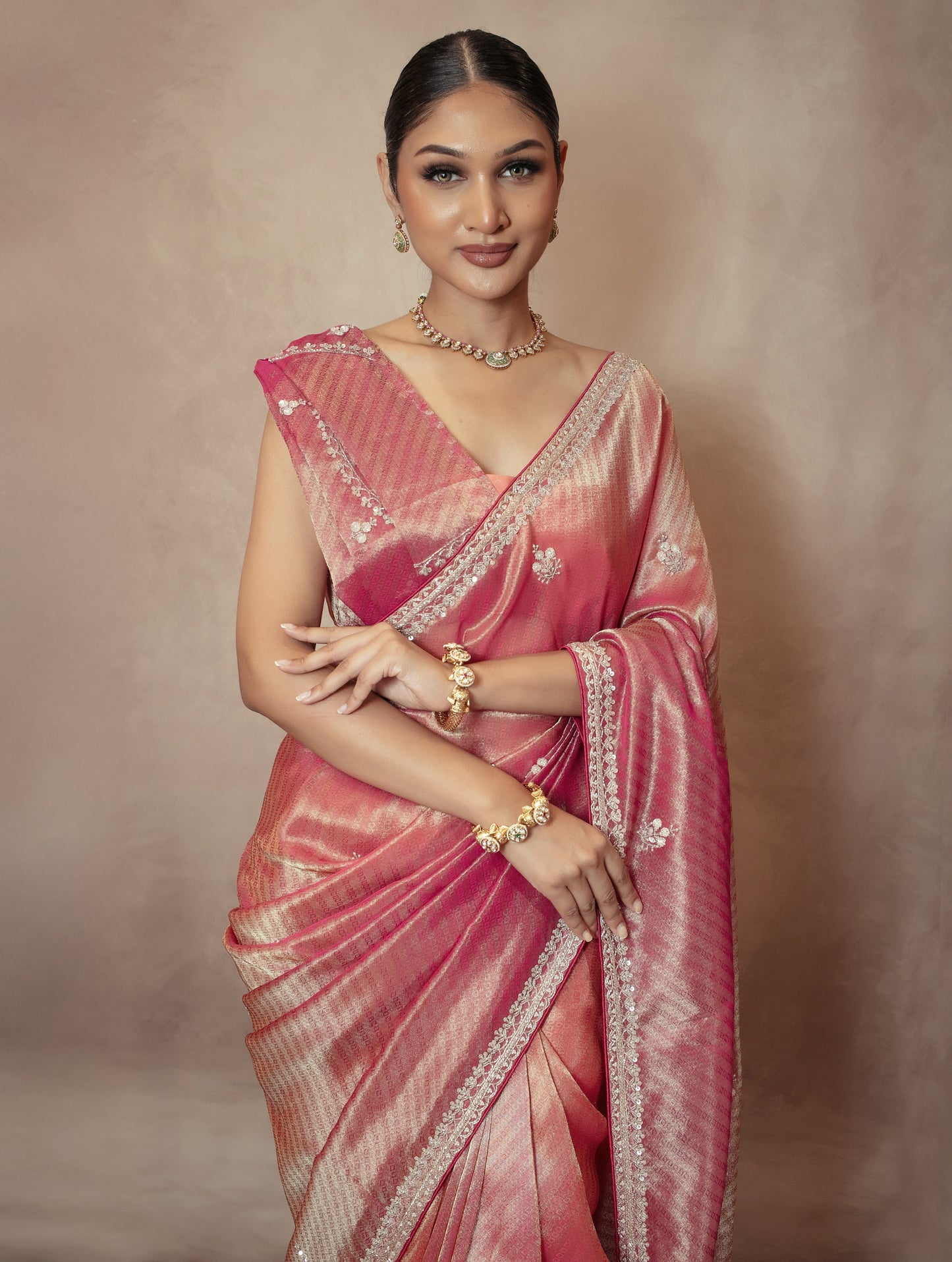 Luxury Silk Sequin & Beadwork Embroidery Sari DF384