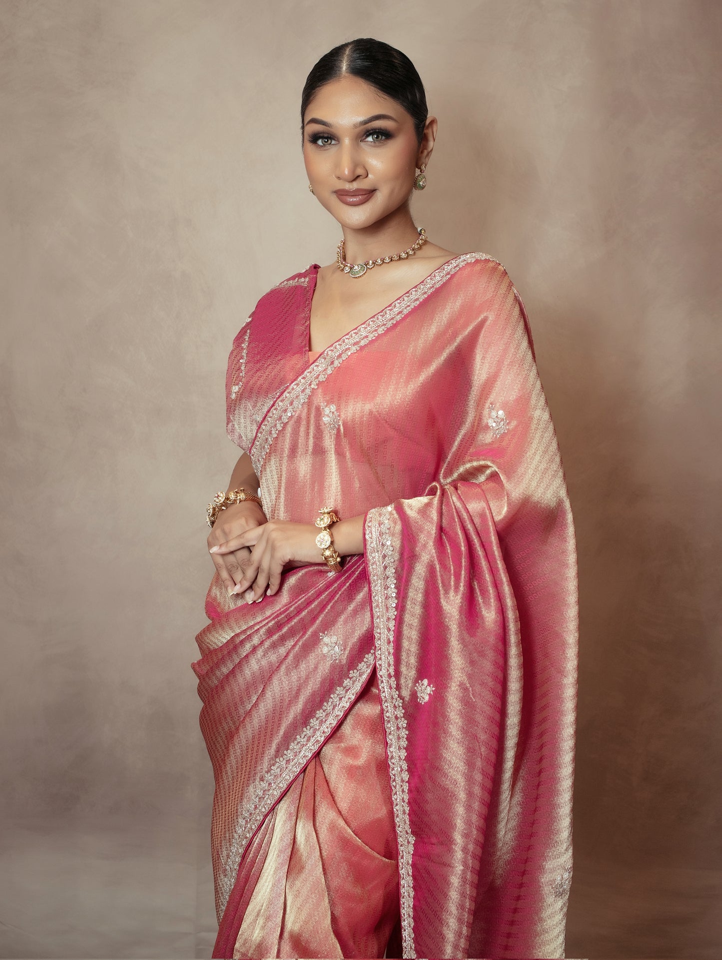 Luxury Silk Sequin & Beadwork Embroidery Sari DF384