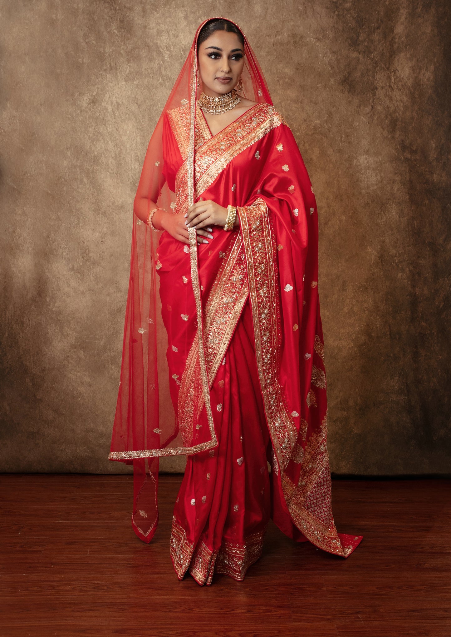 Heritage Handloom Banarasi Silk Zardozi Embroidery Sari W/Dupatta DF418