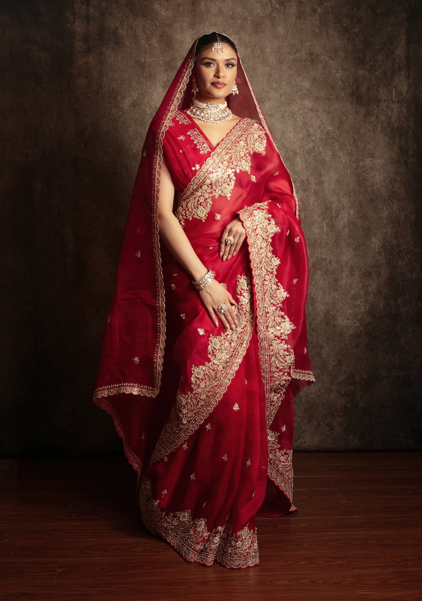 Luxury Organza Zardozi Embroidery Sari W/Organza Dupatta EZ020