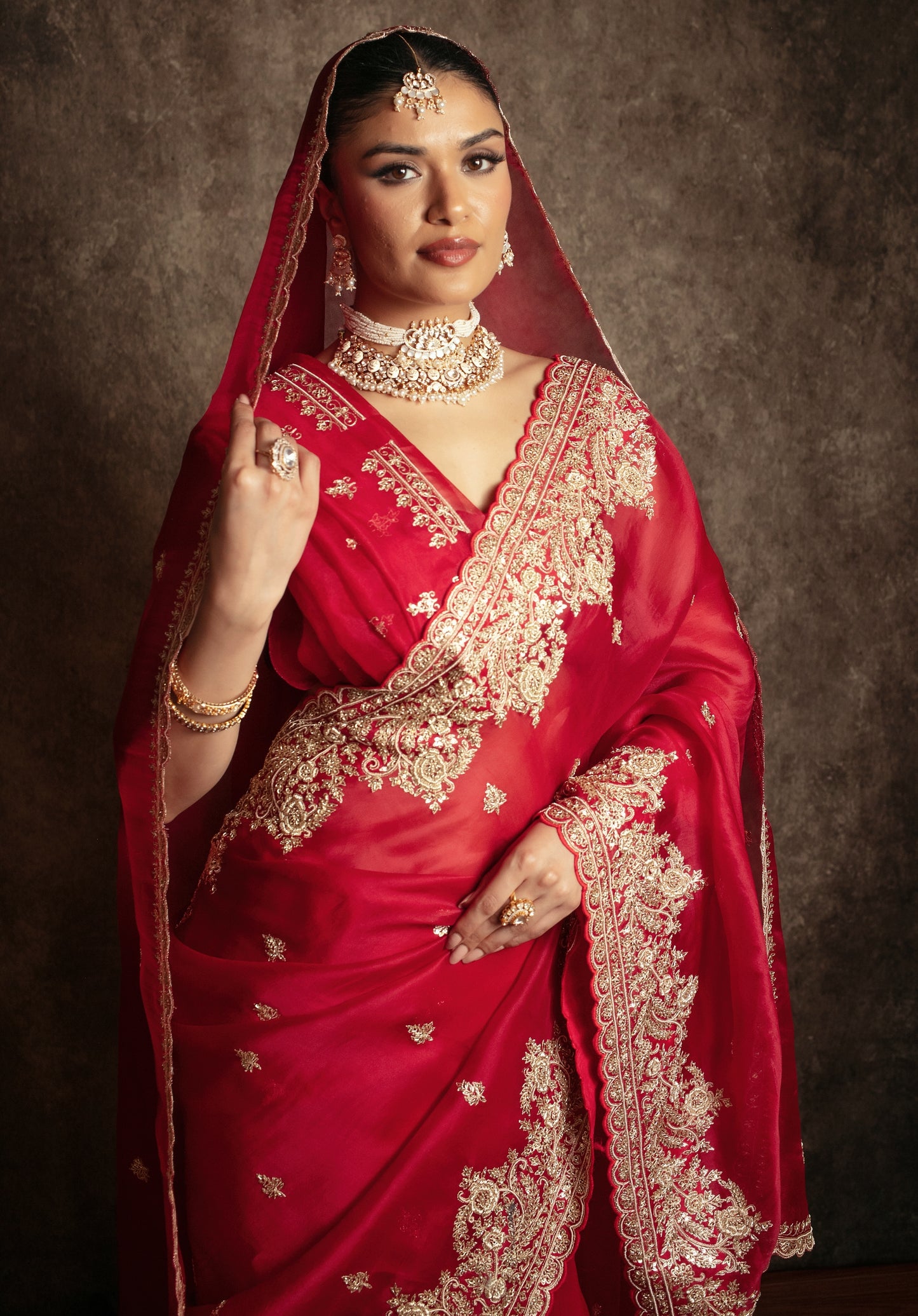 Luxury Organza Zardozi Embroidery Sari W/Organza Dupatta EZ020