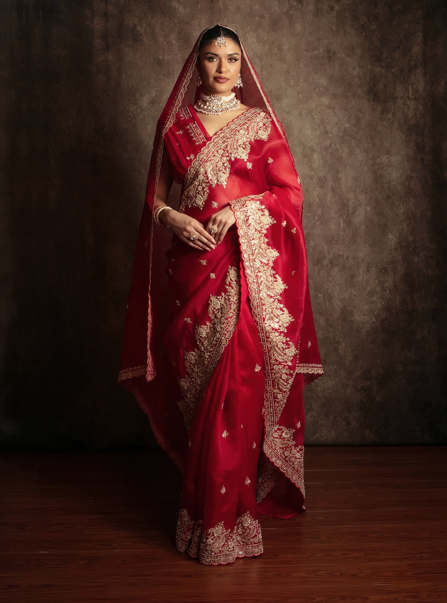 Luxury Organza Zardozi Embroidery Sari W/Organza Dupatta EZ020