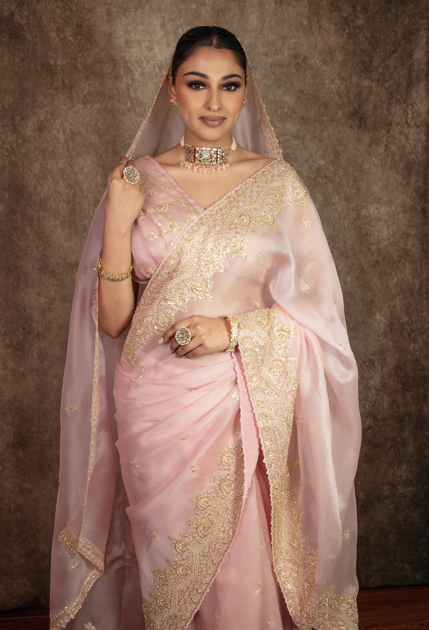 Luxury Organza Zardozi Embroidery Sari W/Organza Dupatta EZ021