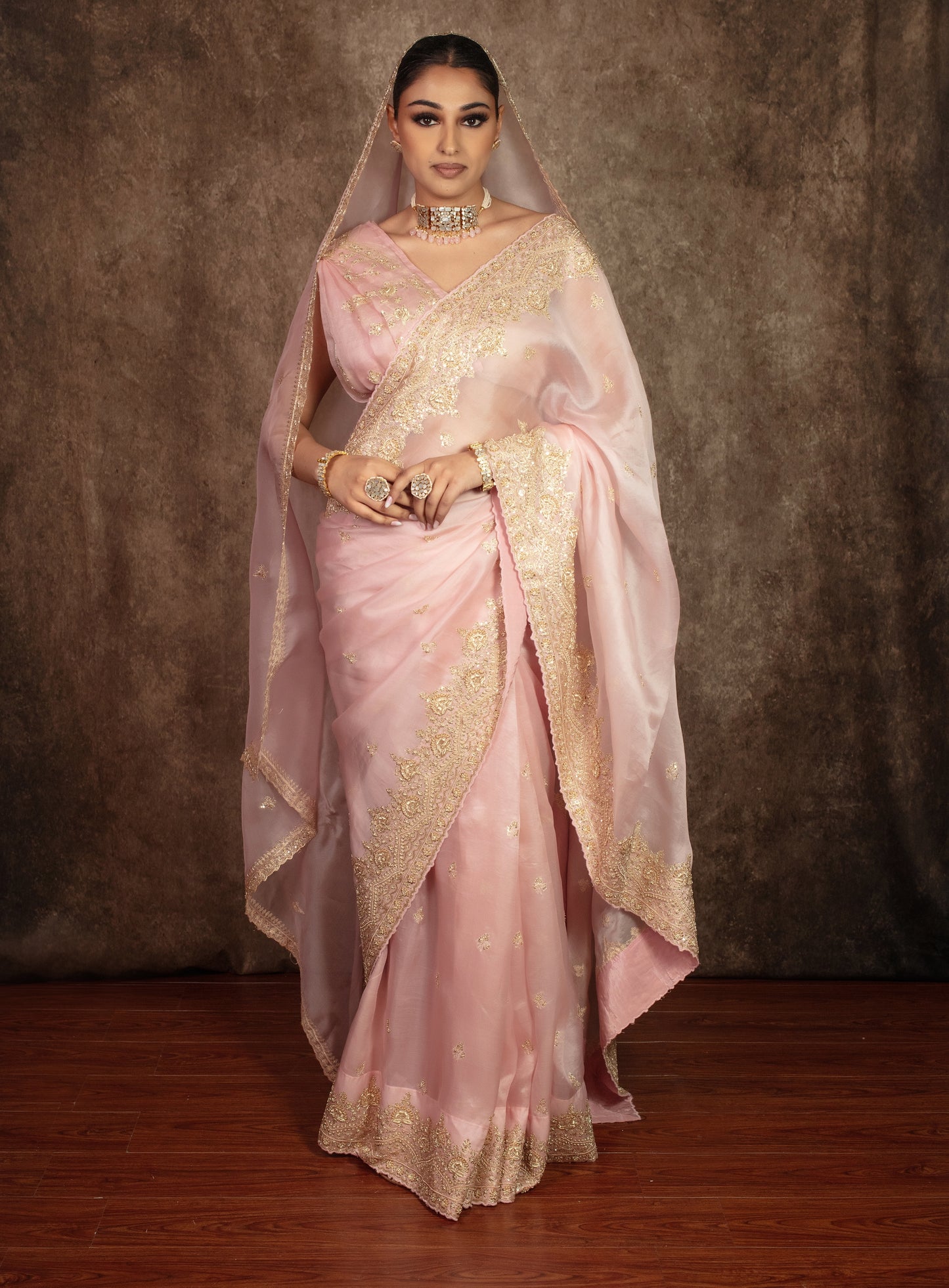 Luxury Organza Zardozi Embroidery Sari W/Organza Dupatta EZ021