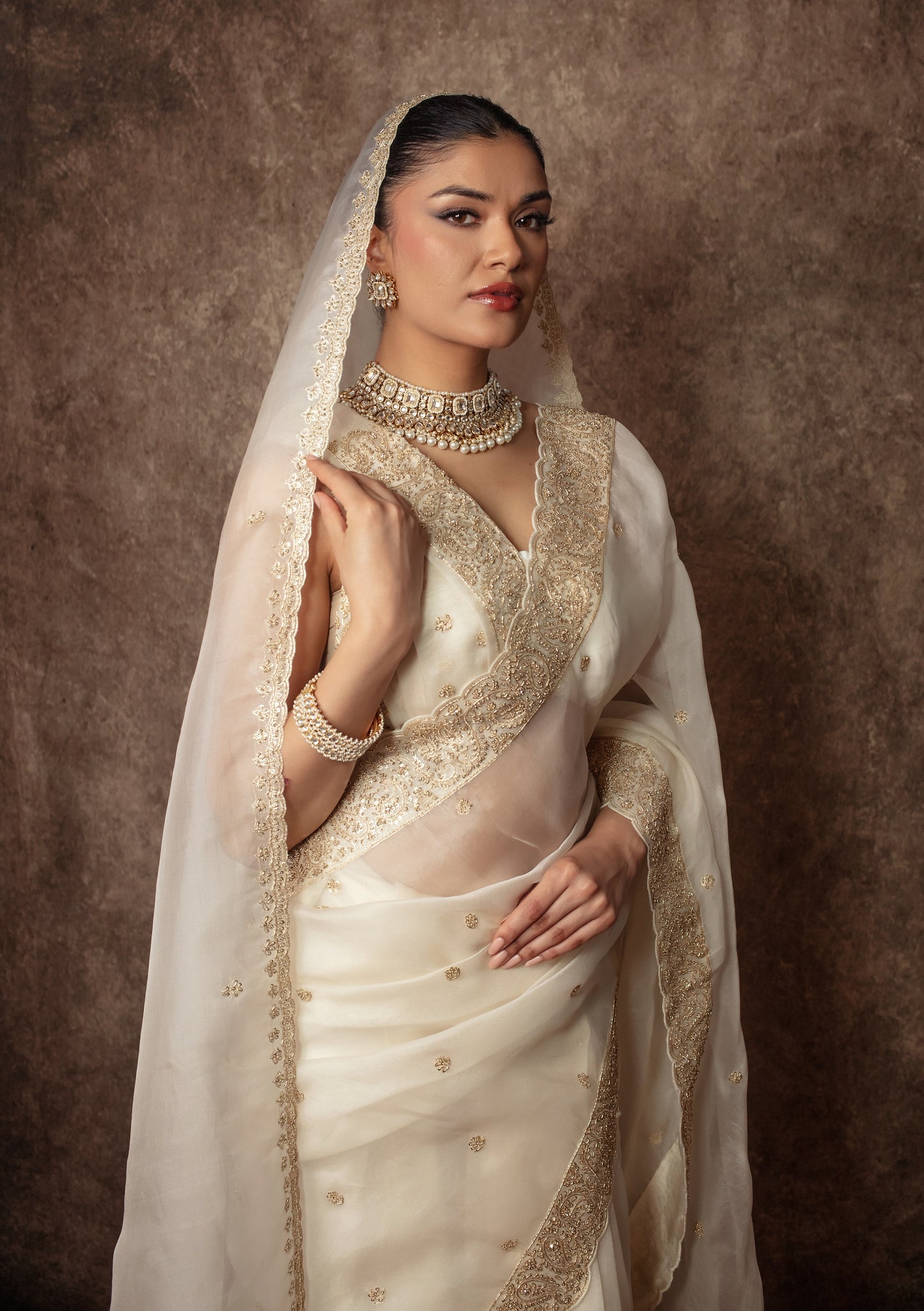 Luxury Organza Zardozi Embroidery Sari W/Organza Dupatta EZ023
