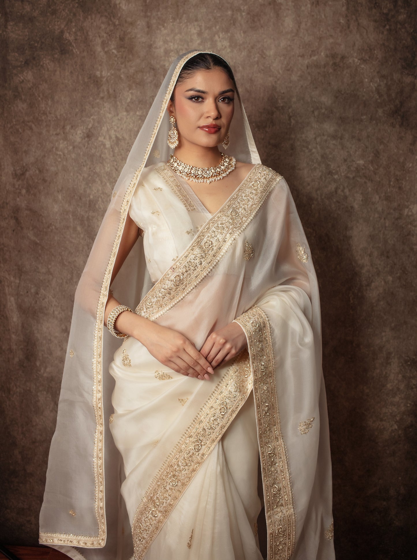 Luxury Organza Zardozi Embroidery Sari W/Organza Dupatta EZ024